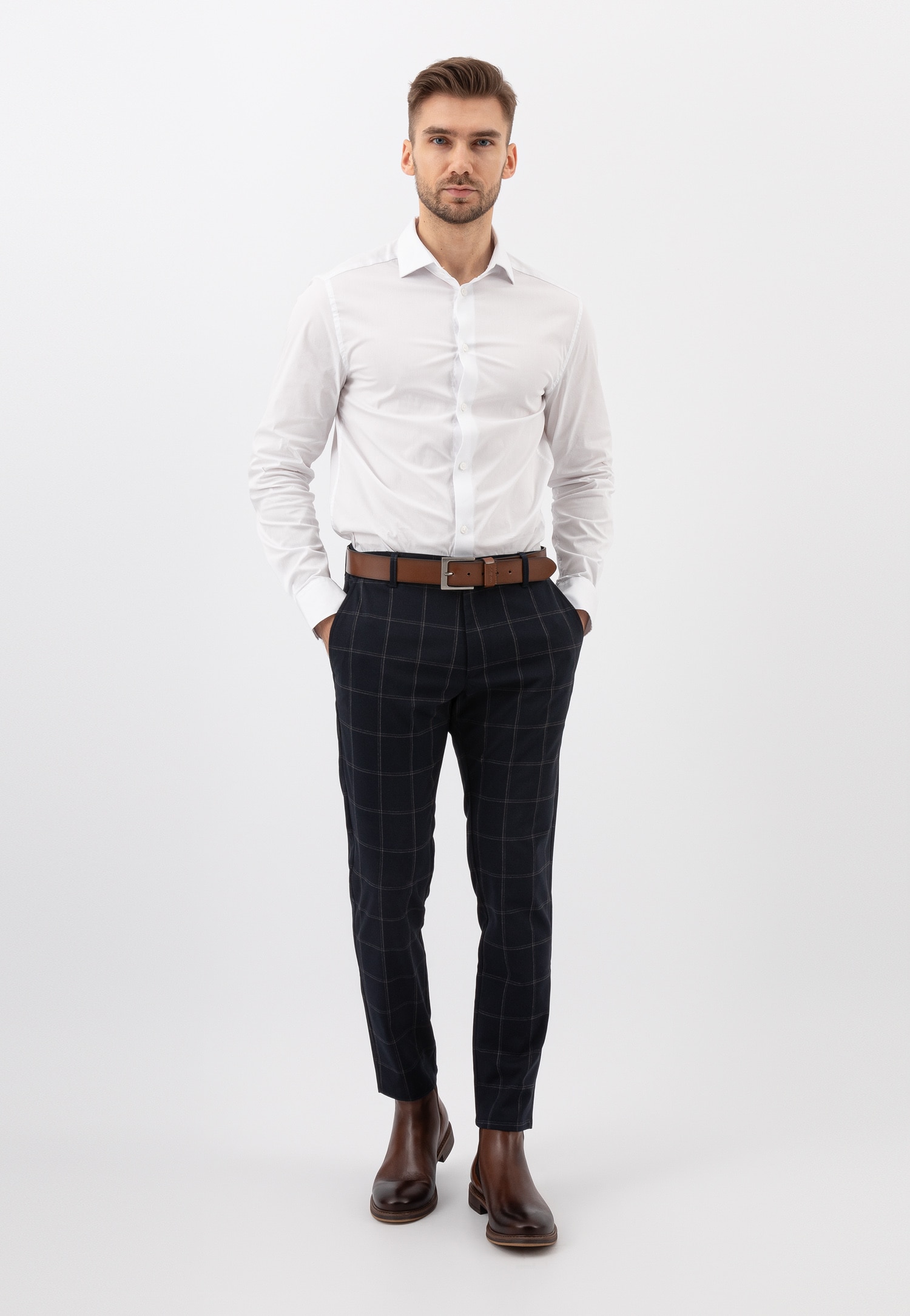 Czarne skórzane sztyblety męskie ze skóry licowej