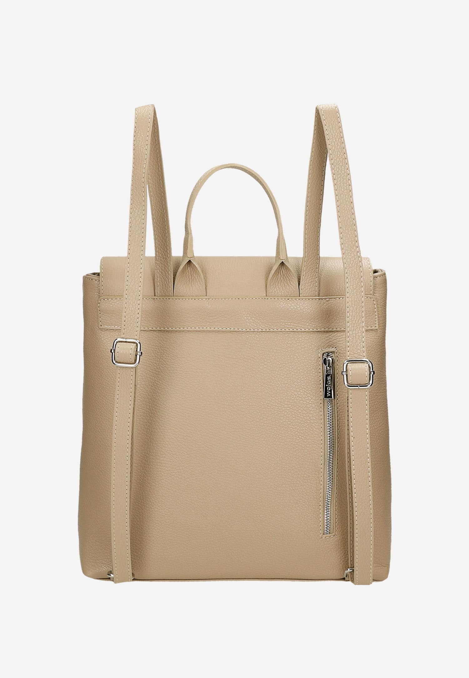 Czarny plecak damski skórzany z dwiema kieszonkami z przodu