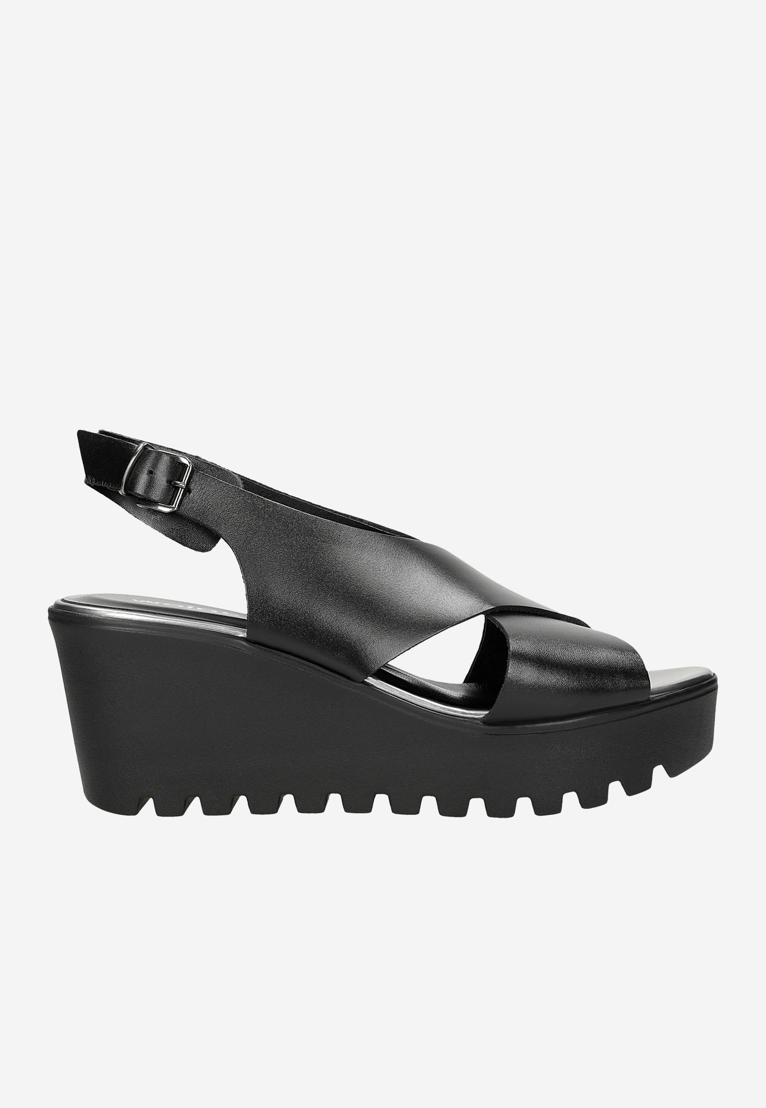 Czarne sandały damskie na koturnie