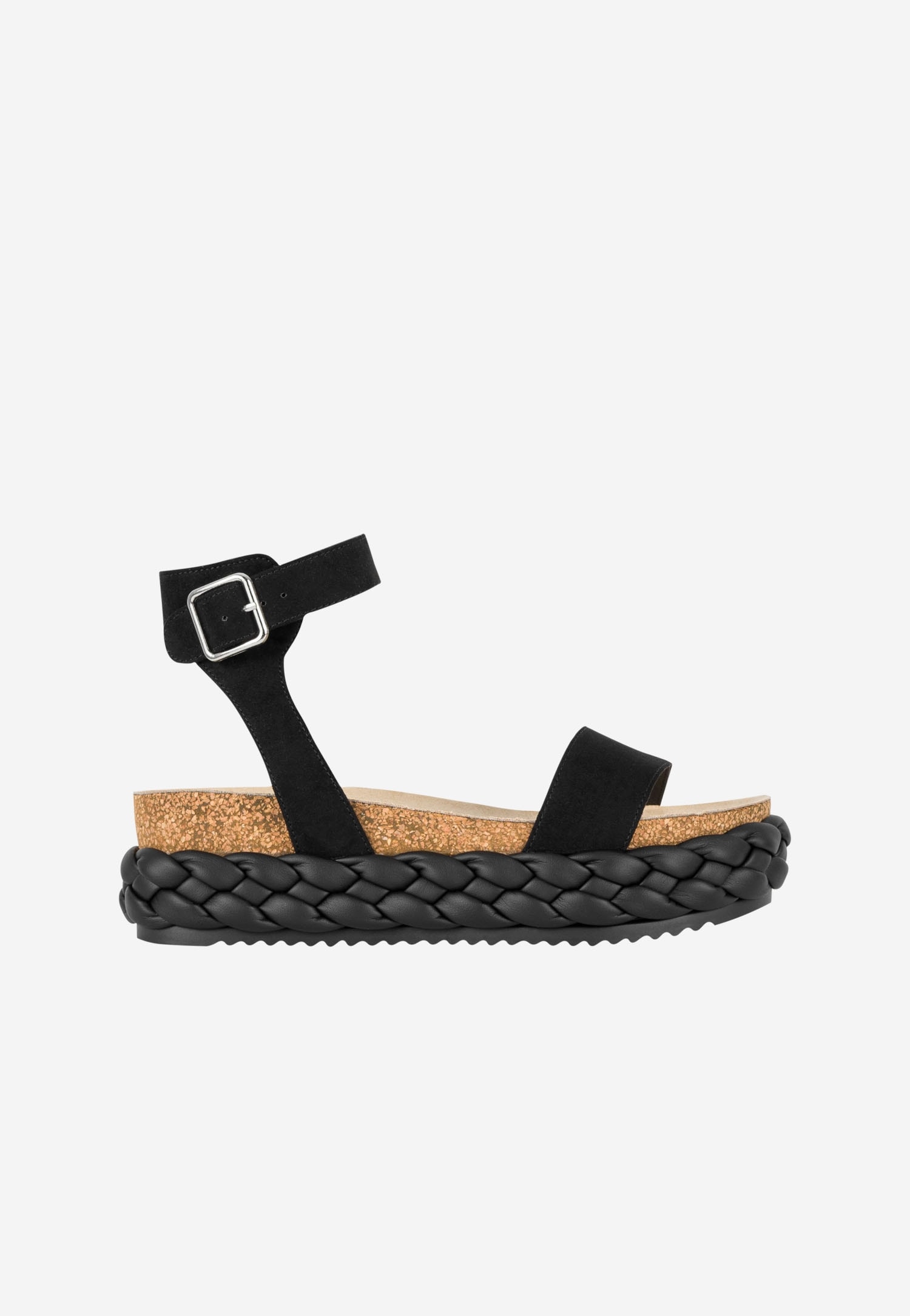 WJS czarne sandały z zapięciem wokół kostki