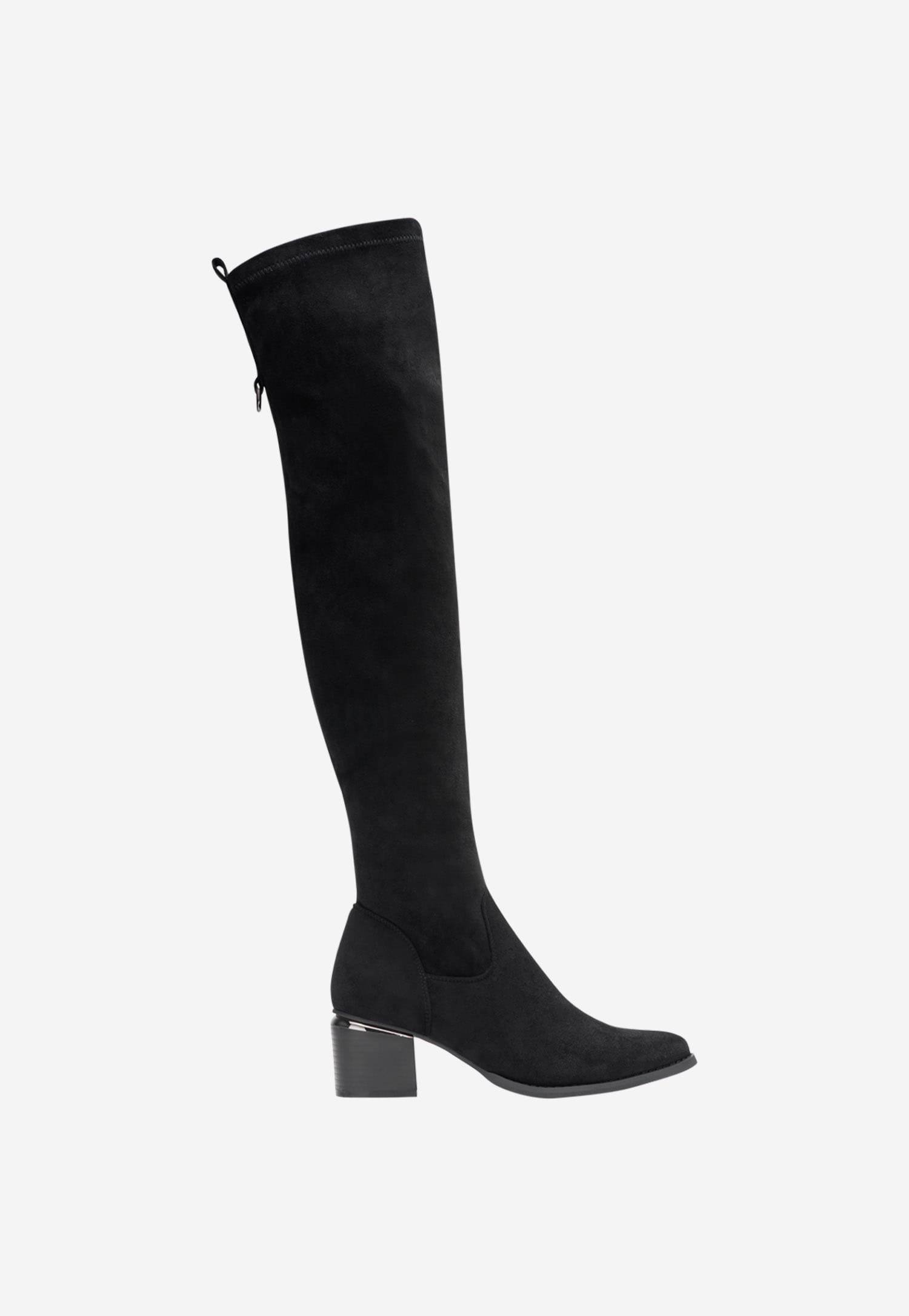 WJS czarne kozaki damskie na słupku