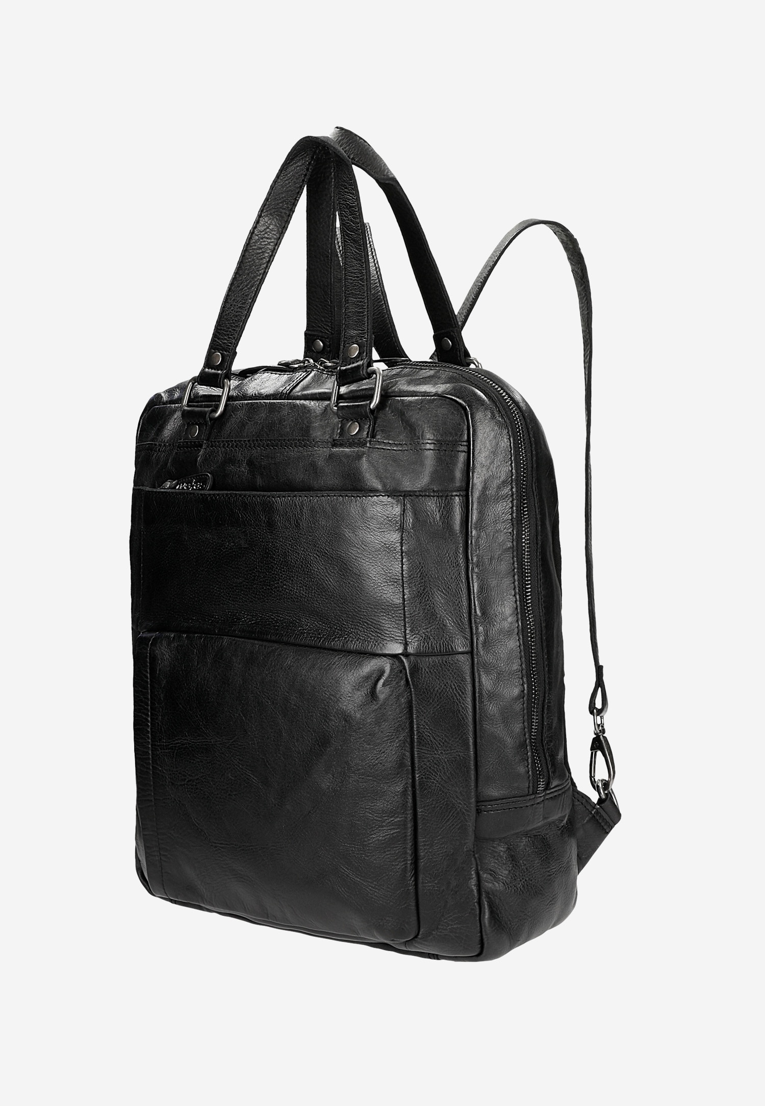 Czarna skórzana torba plecak 2w1