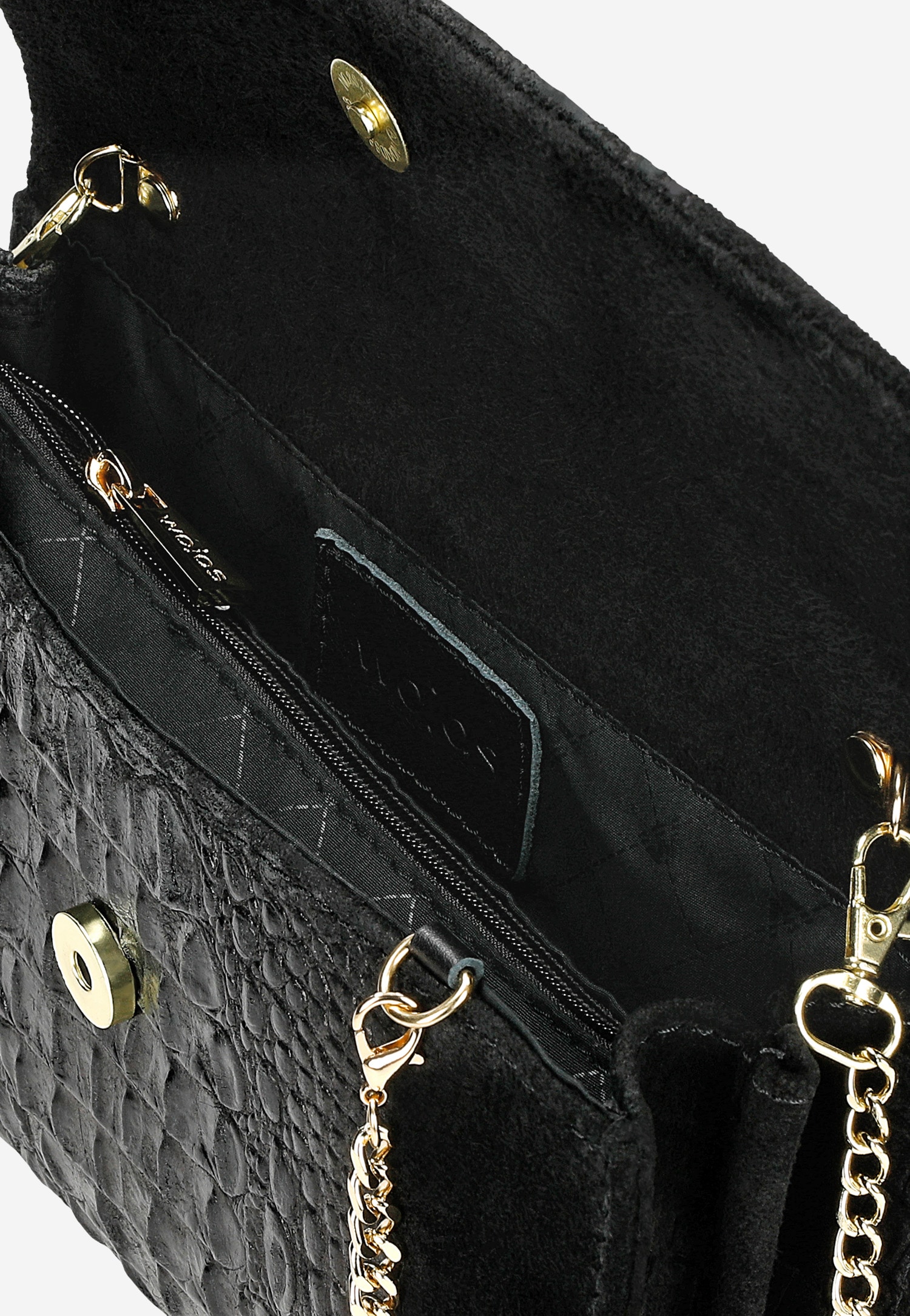 Czarna wizytowa torebka damska z imitacji skóry krokodyla