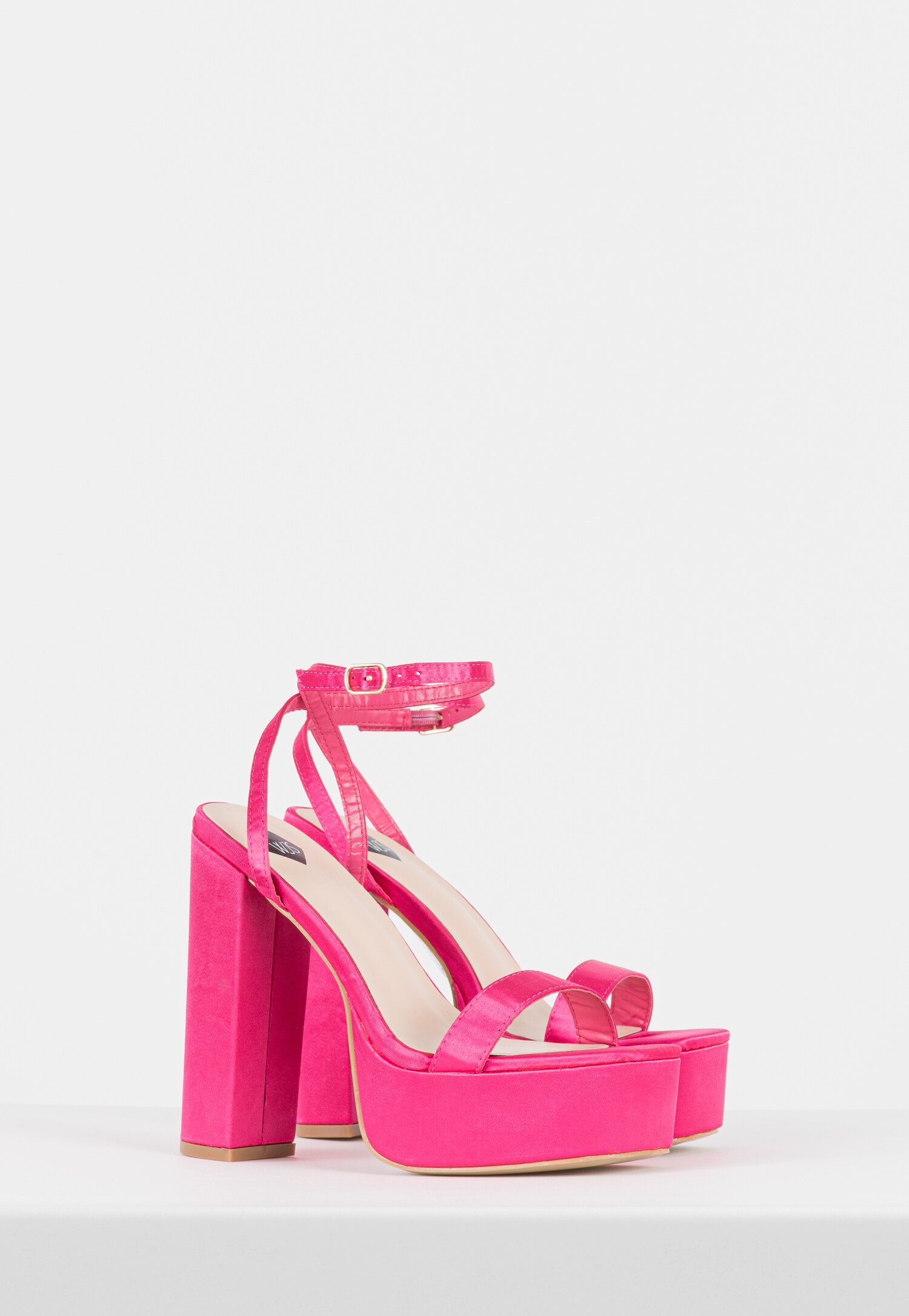 WJS wysokie różowe sandały damskie na platformie