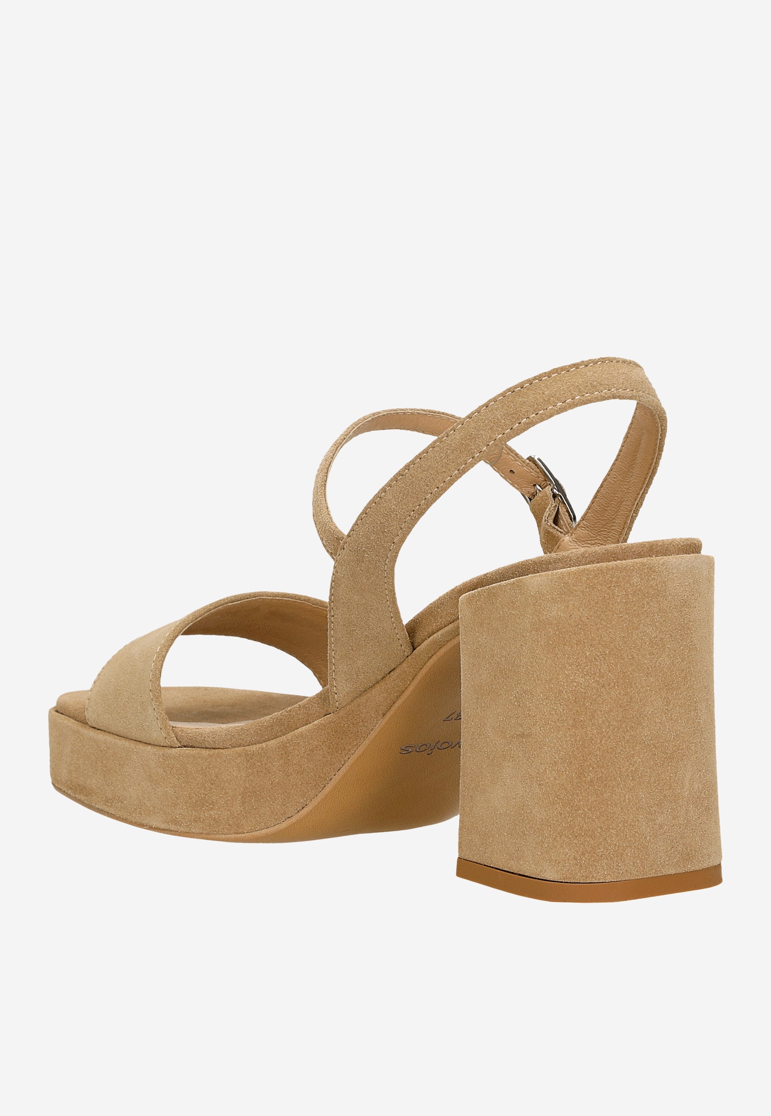 Beżowe sandały damskie z odkrytą piętą na szerokim słupku