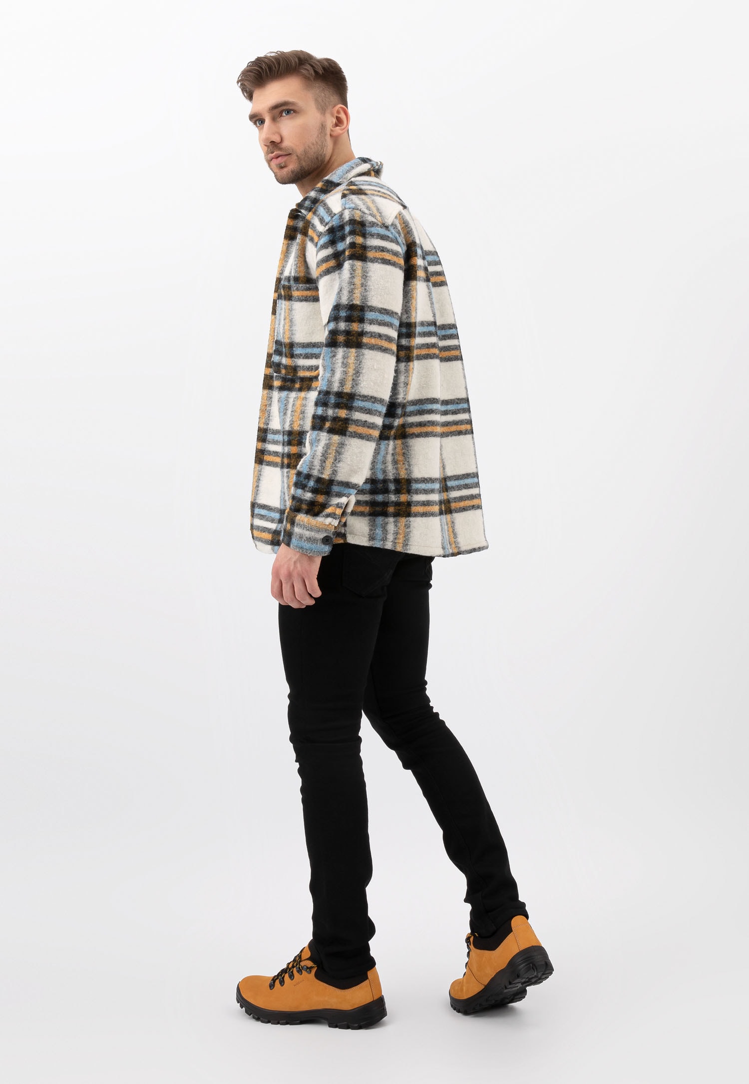 Czarne półbuty trekkingowe ze skóry crazy horse i dzianiny