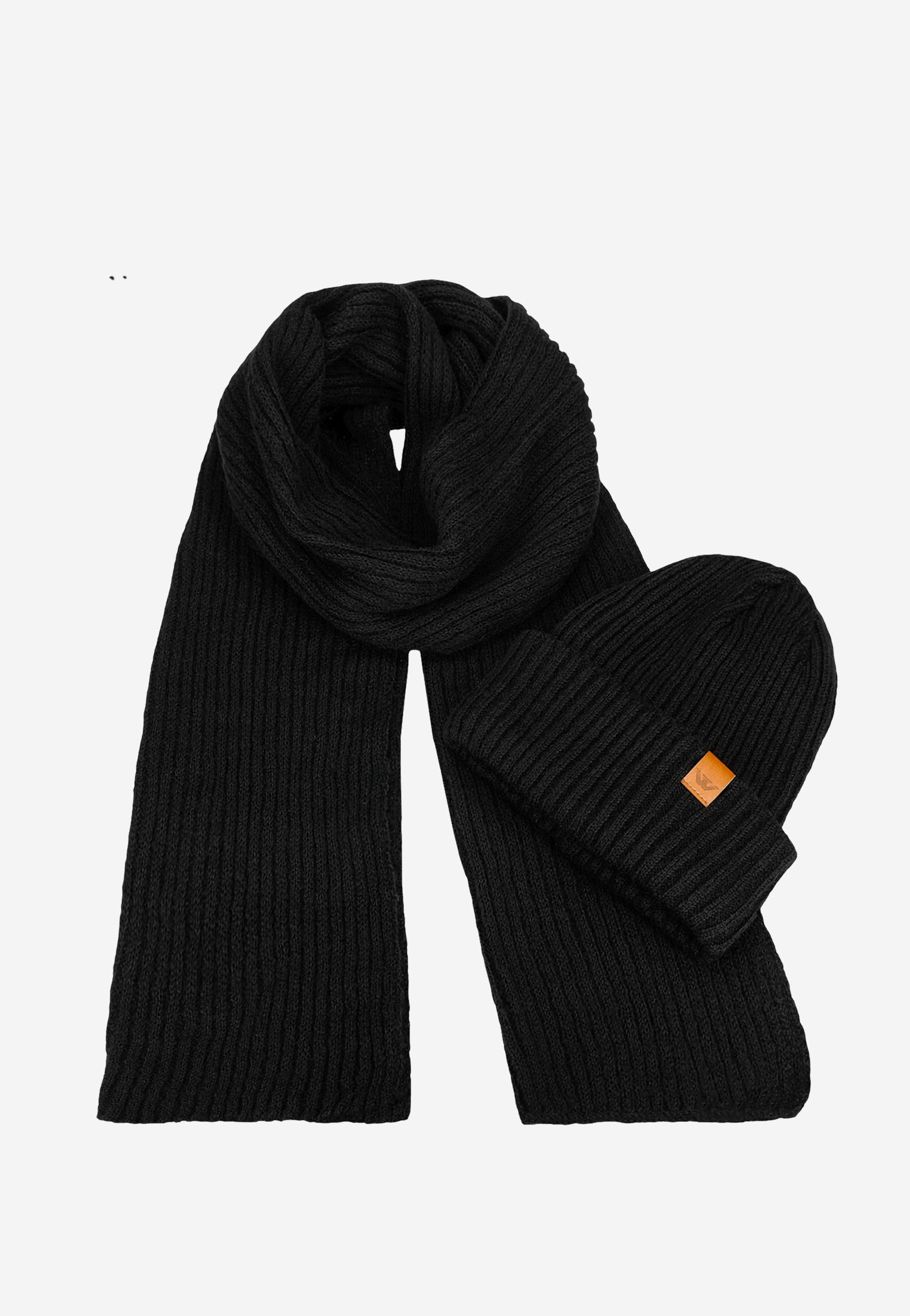 Komplet na zimę czapka + szalik w kolorze brązowym