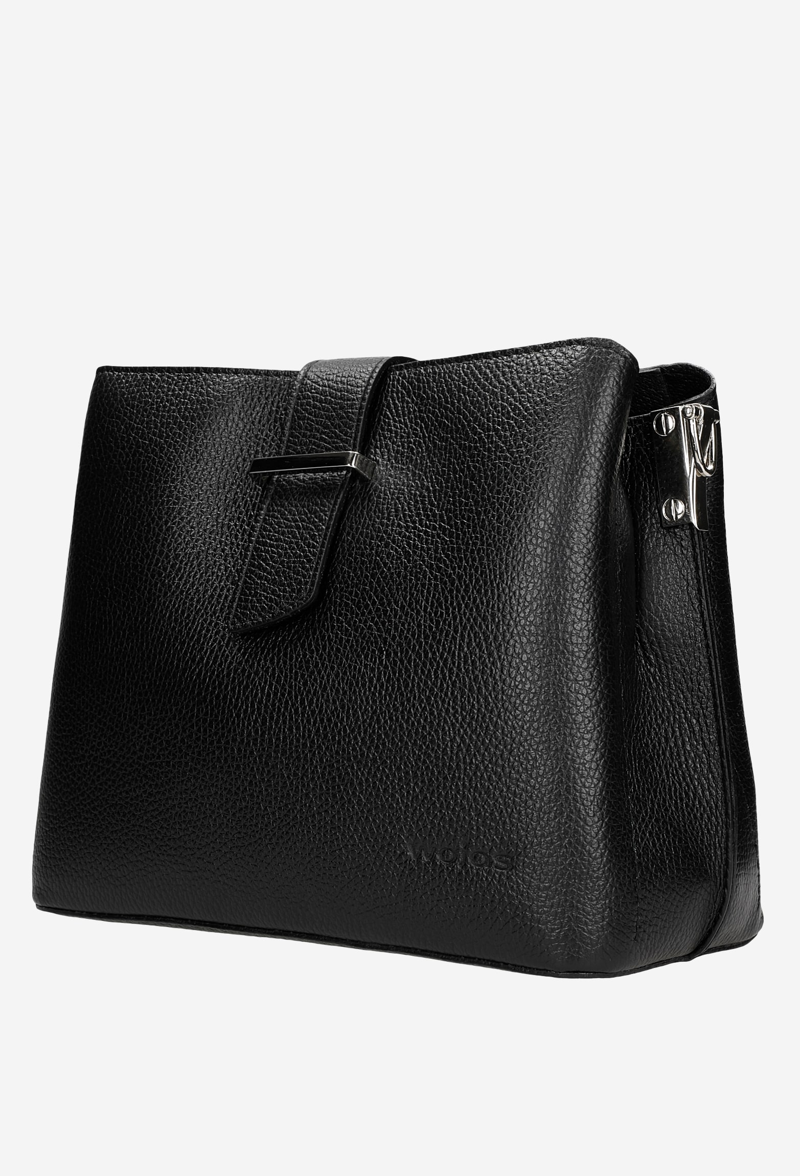 Czarny kuferek damski ze skóry licowej