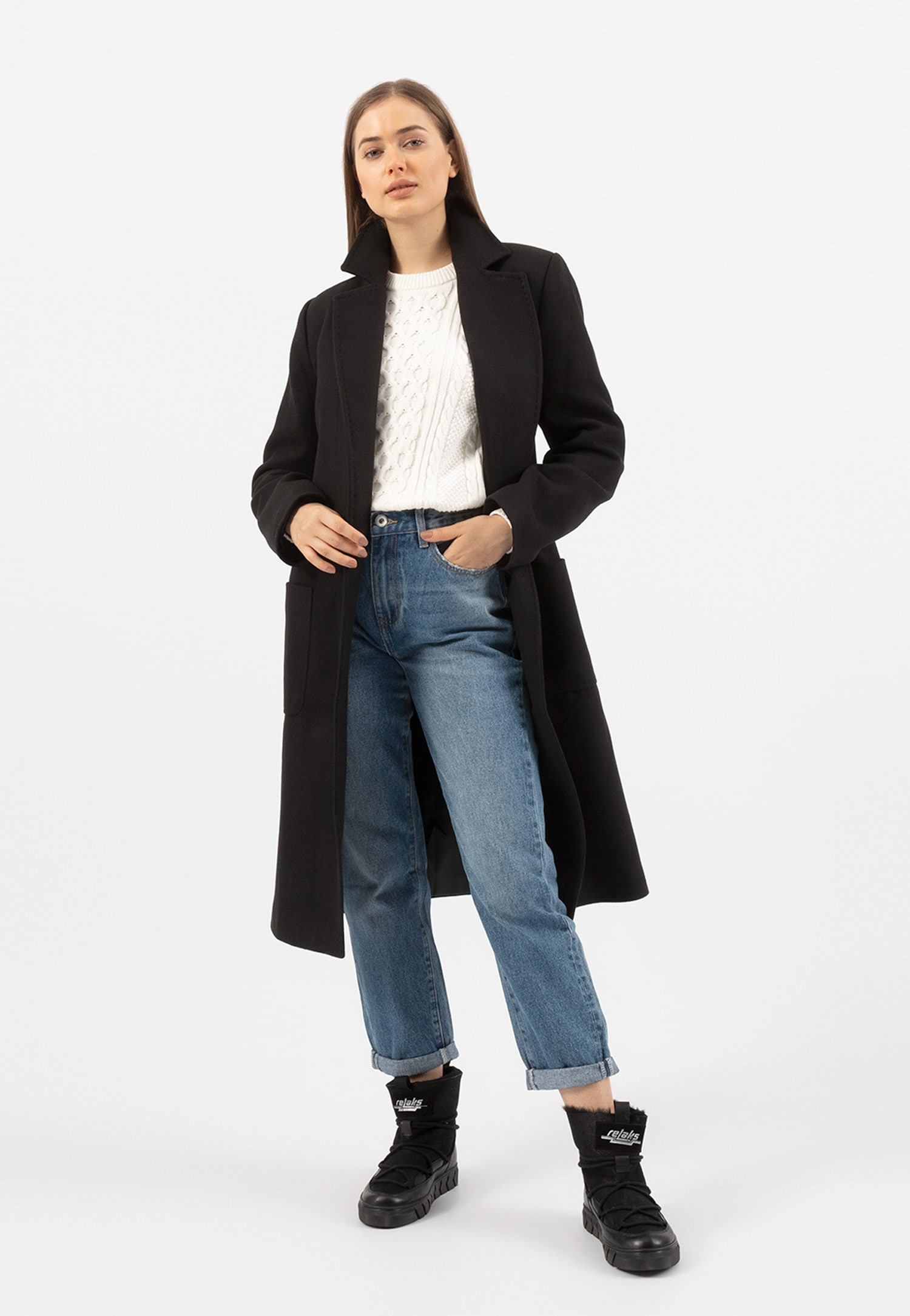 RELAKS beżowy płaszcz damski