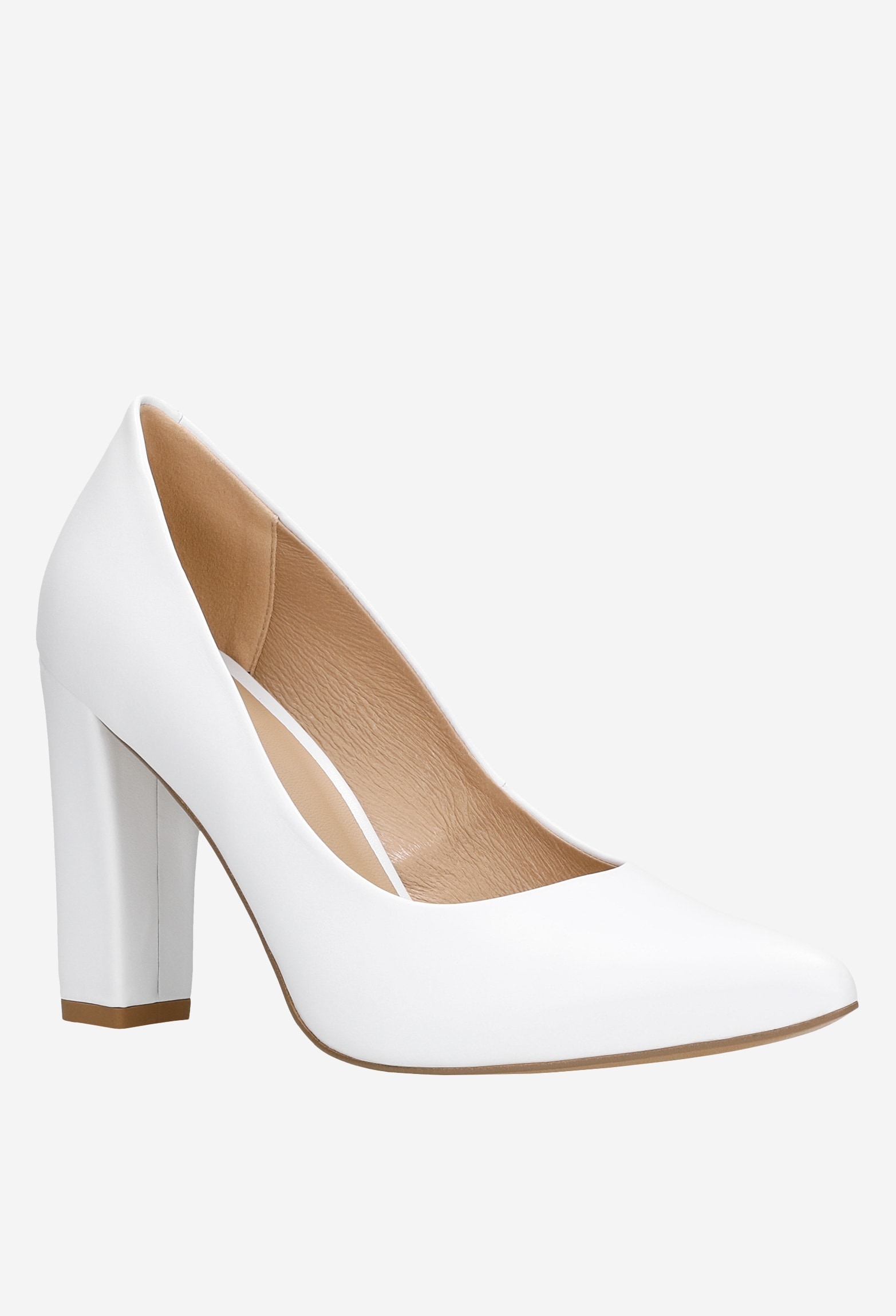 Beżowe eleganckie czółenka damskie z lakierowanej skóry