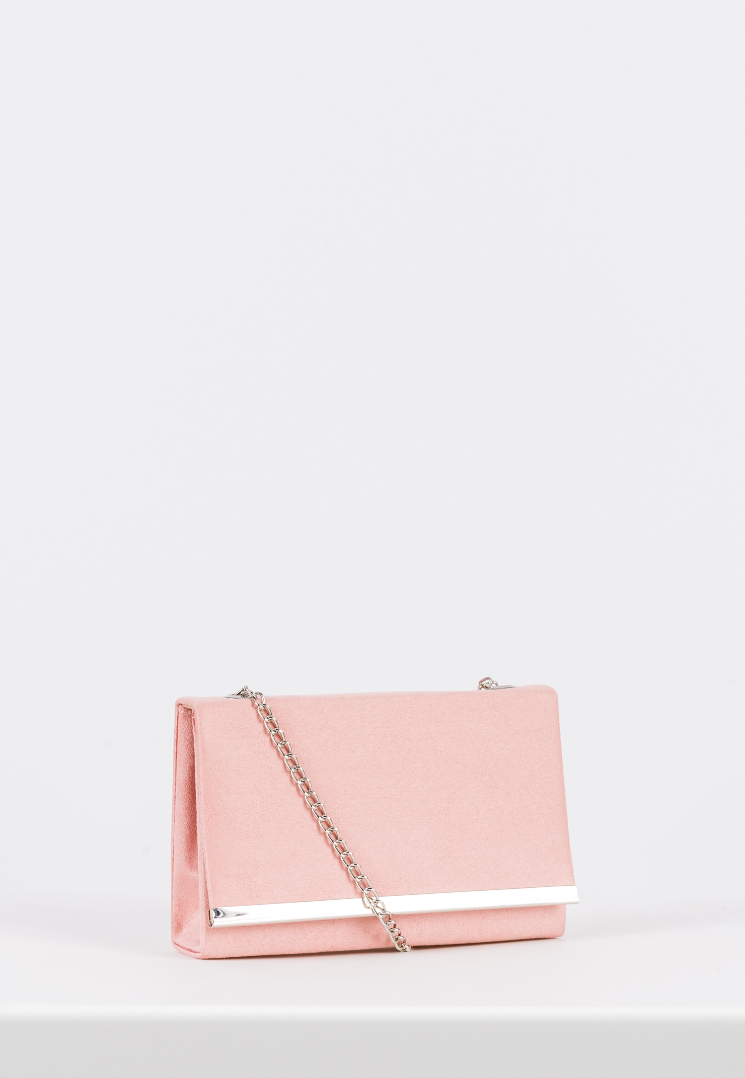 WJS różowa kopertówka damska ze srebrnymi elementami