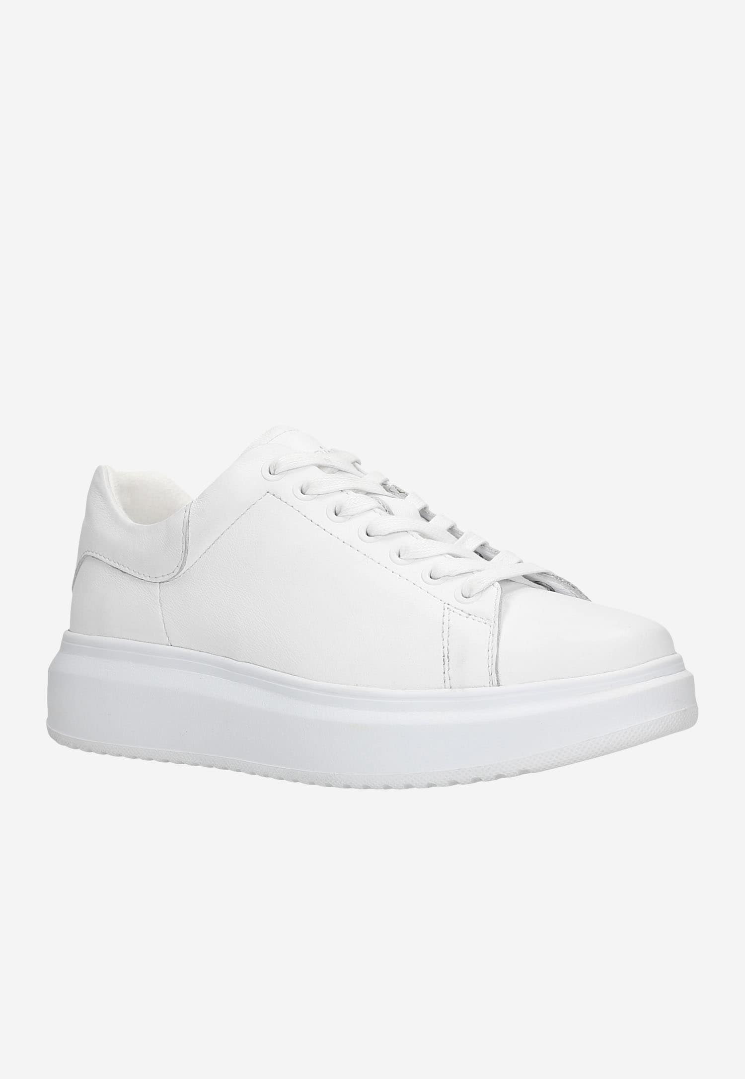 Klasyczne białe trampki damskie ze skóry licowej