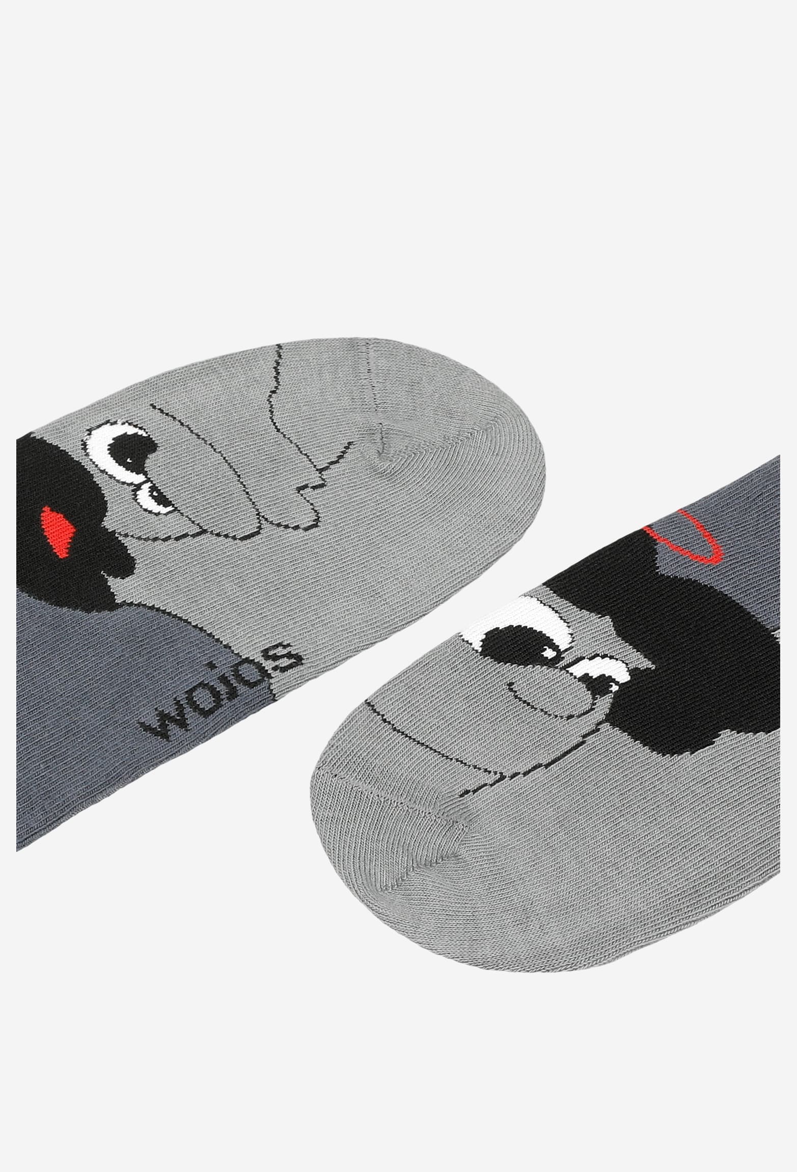 Wysokie popielate skarpety męskie ze wzorem w aniołka i diabełka