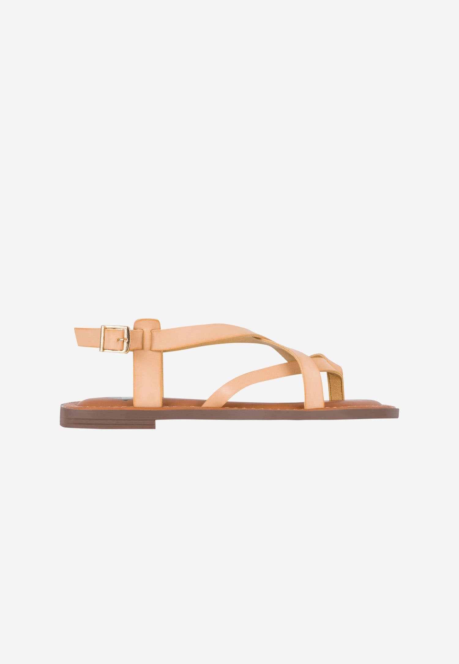 WJS beżowe sandały damskie na płaskiej podeszwie