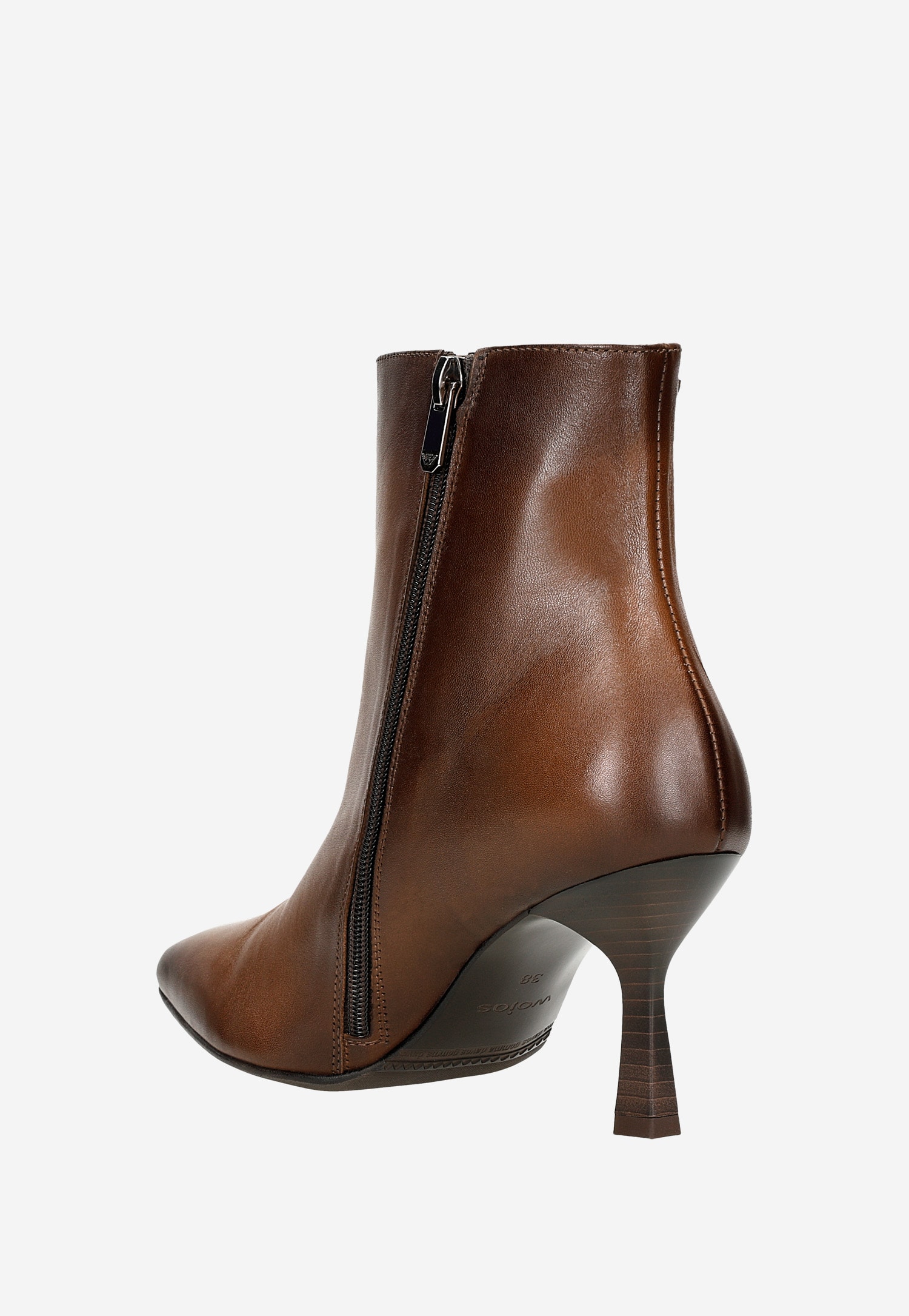 Brązowe botki damskie na oryginalnym obcasie