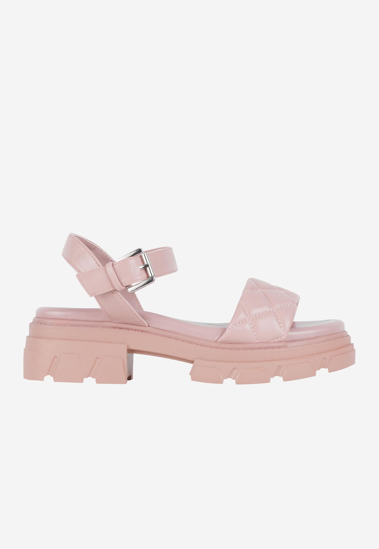 WJS różowe sandały damskie z pikowanymi paskami