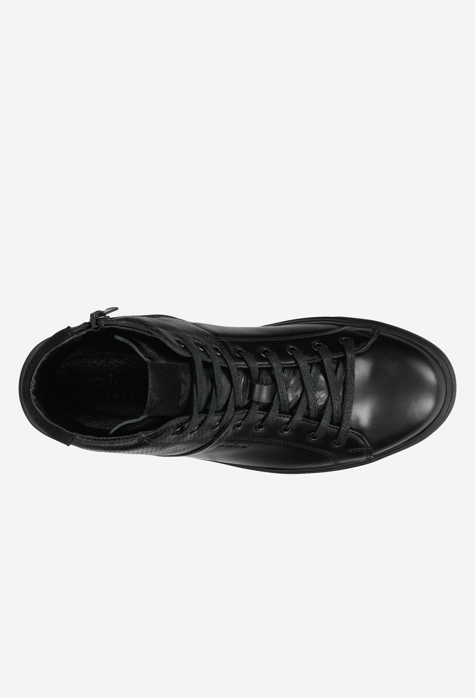 Czarne trampki męskie ze skóry licowej z nubukową wstawką