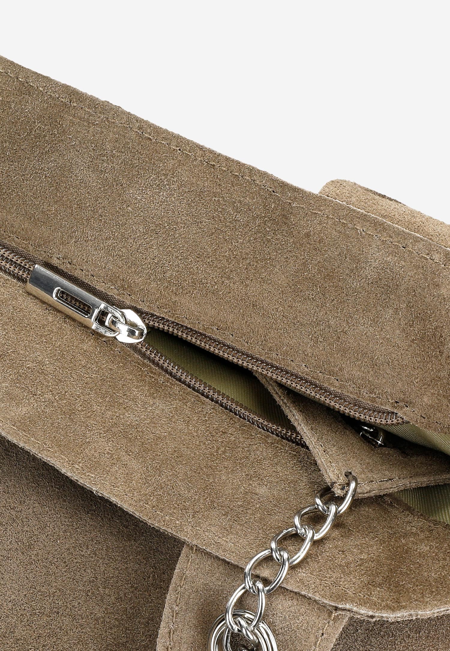 Duża shopperka damska z dwoiny welurowej