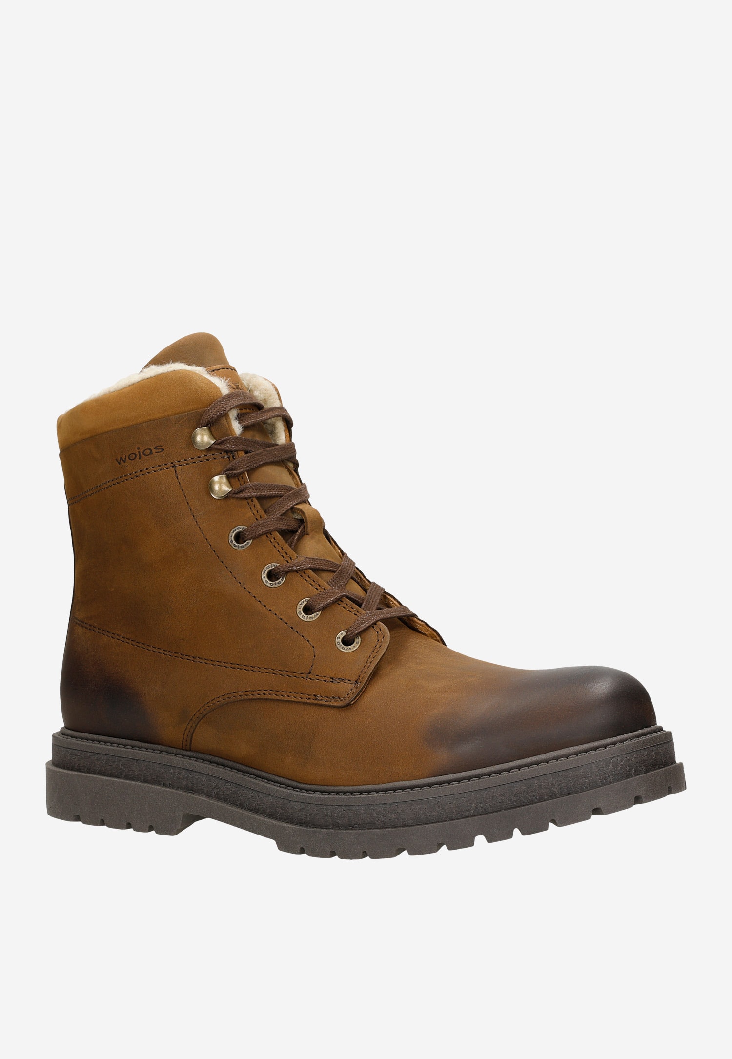 Brązowe męskie trzewiki typu bikery z ociepleniem