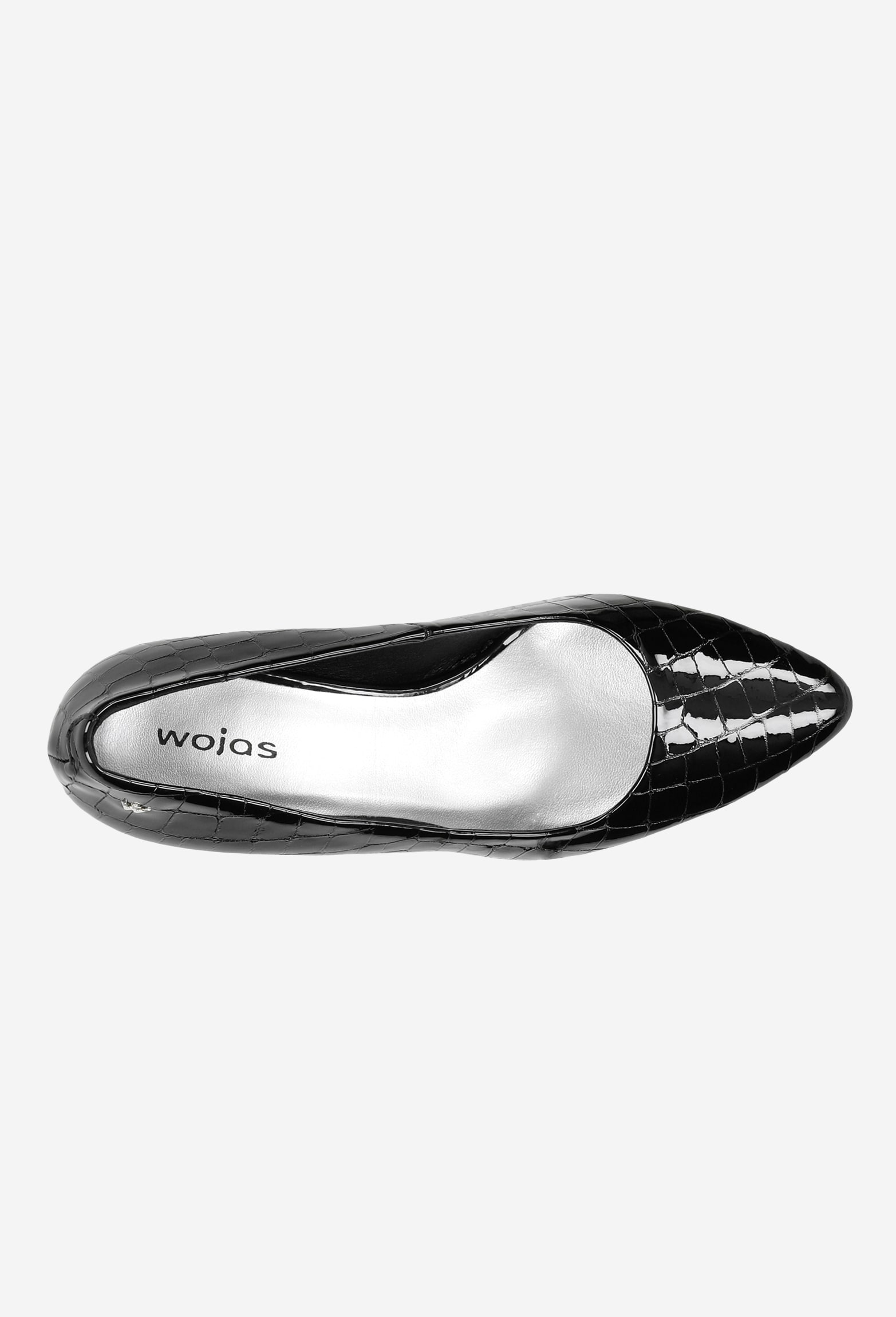 Czarne czółenka damskie z ozdobnym obcasem