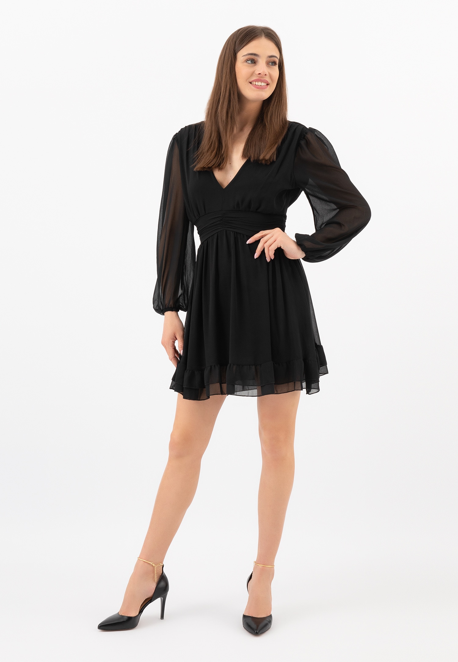 Czarne szpilki damskie z zapięciem wokół kostki