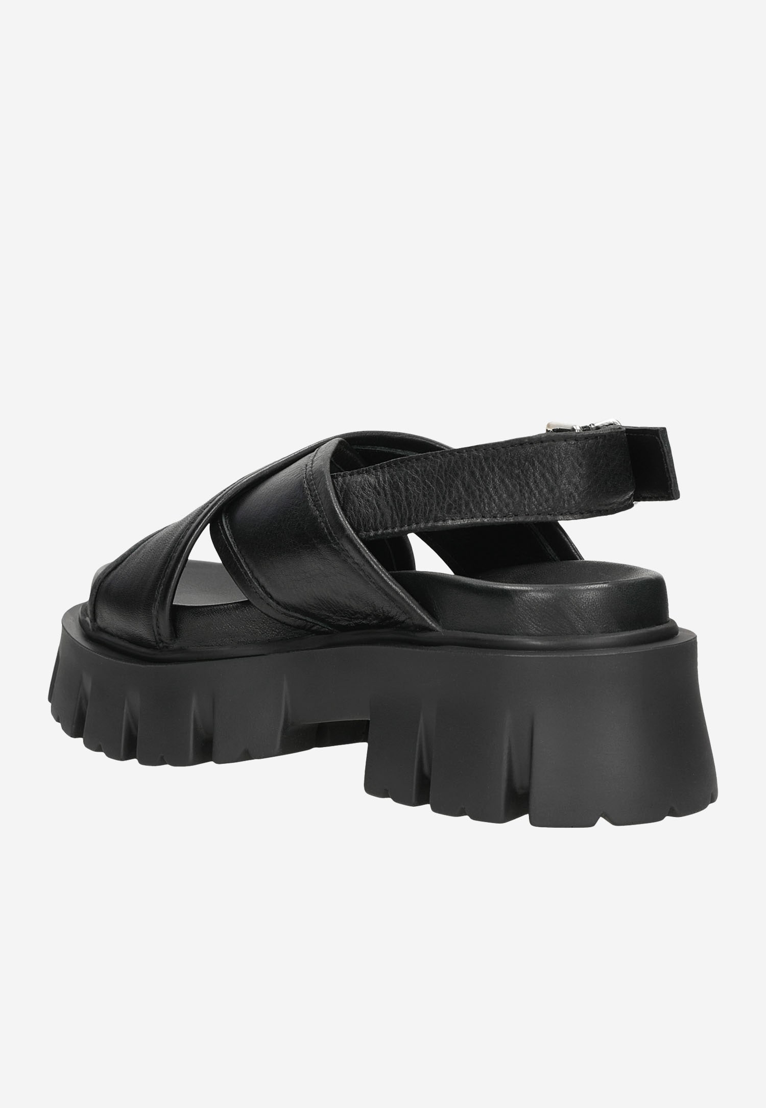 Czarne masywne sandały damskie na platformie