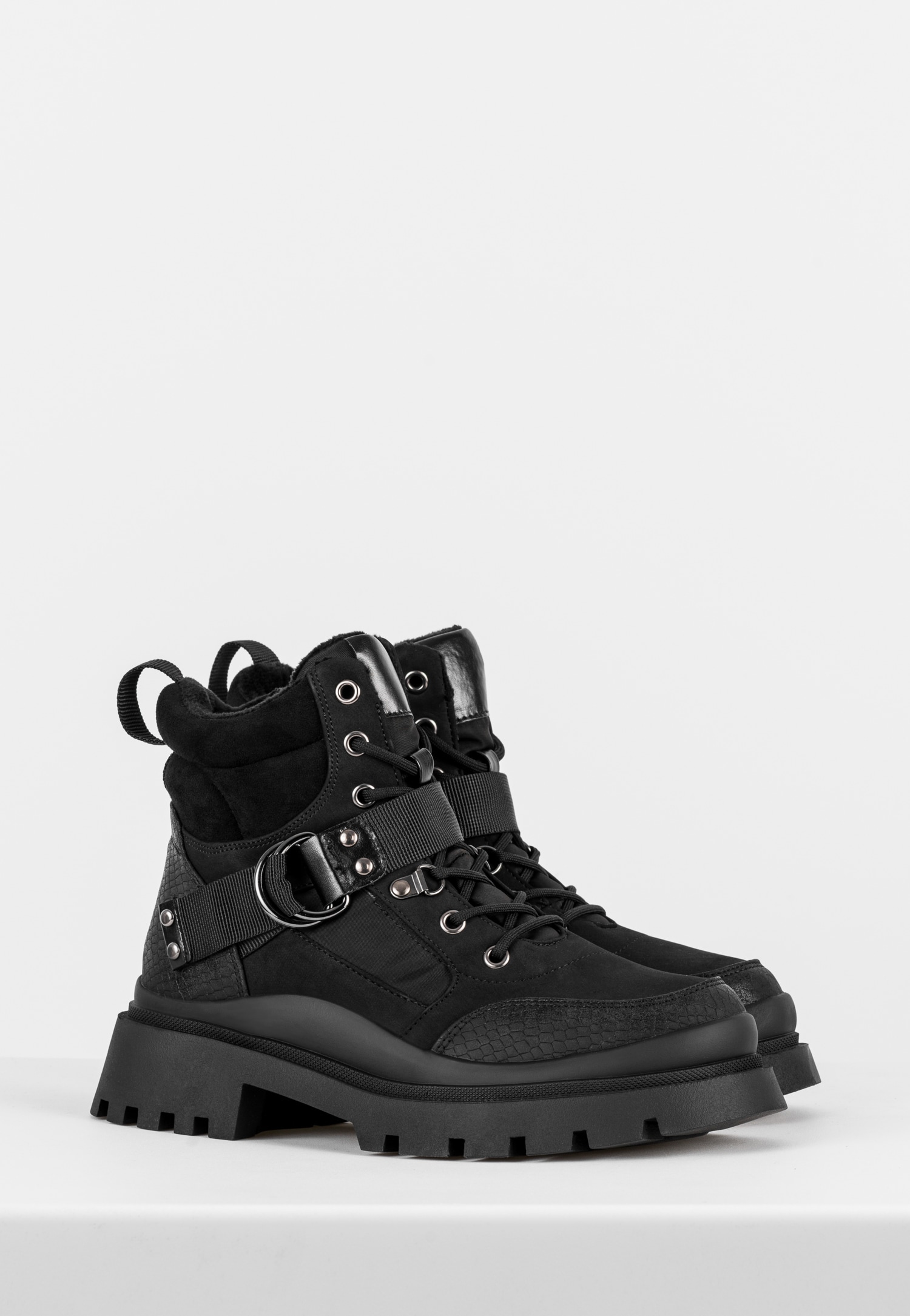 WJS czarne trzewiki damskie typu workery