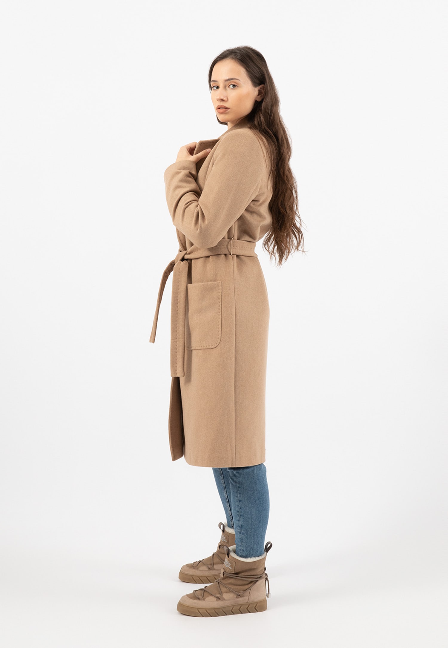 RELAKS beżowy płaszcz damski