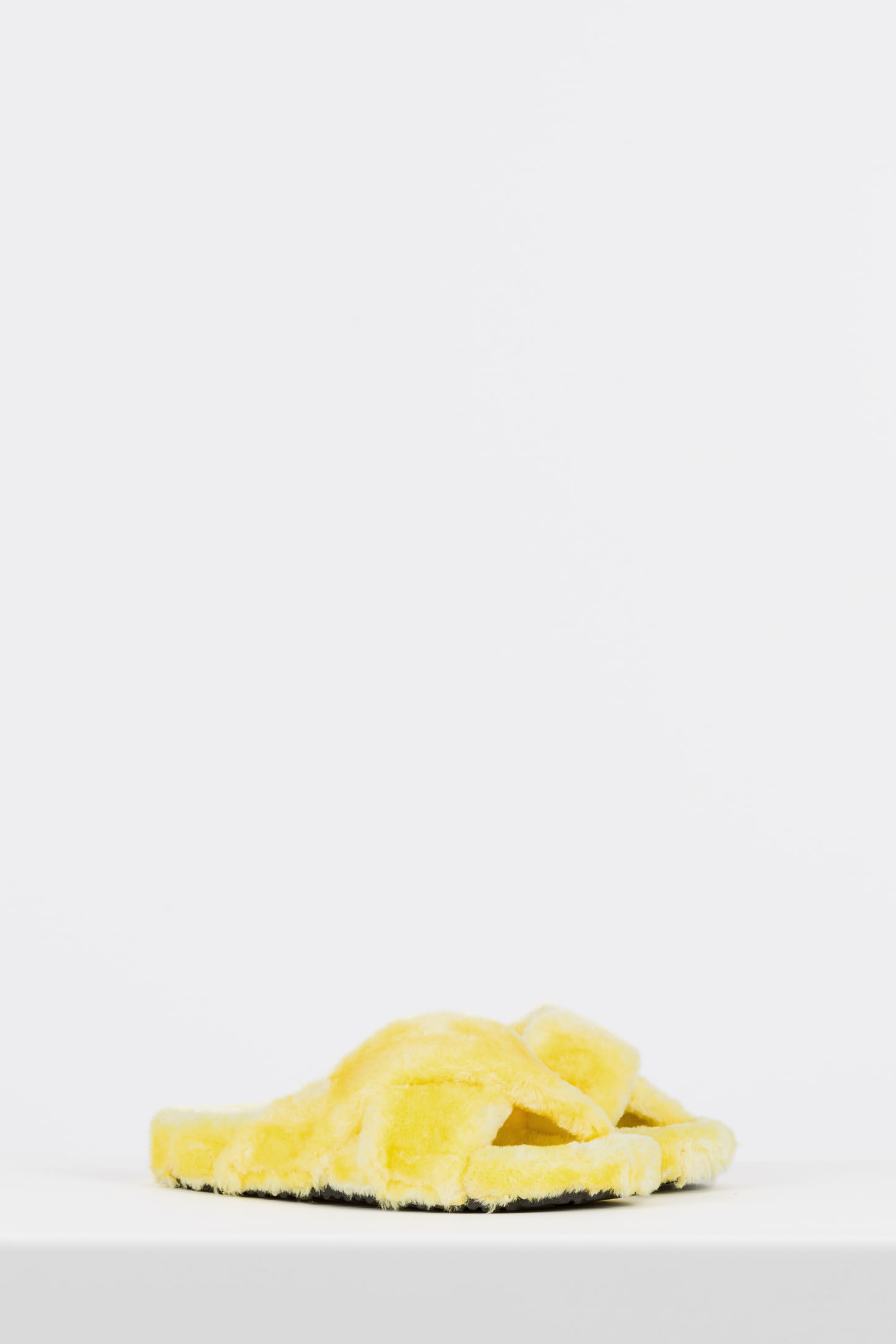 WJS żółte kapcie damskie z przeplatanymi paskami