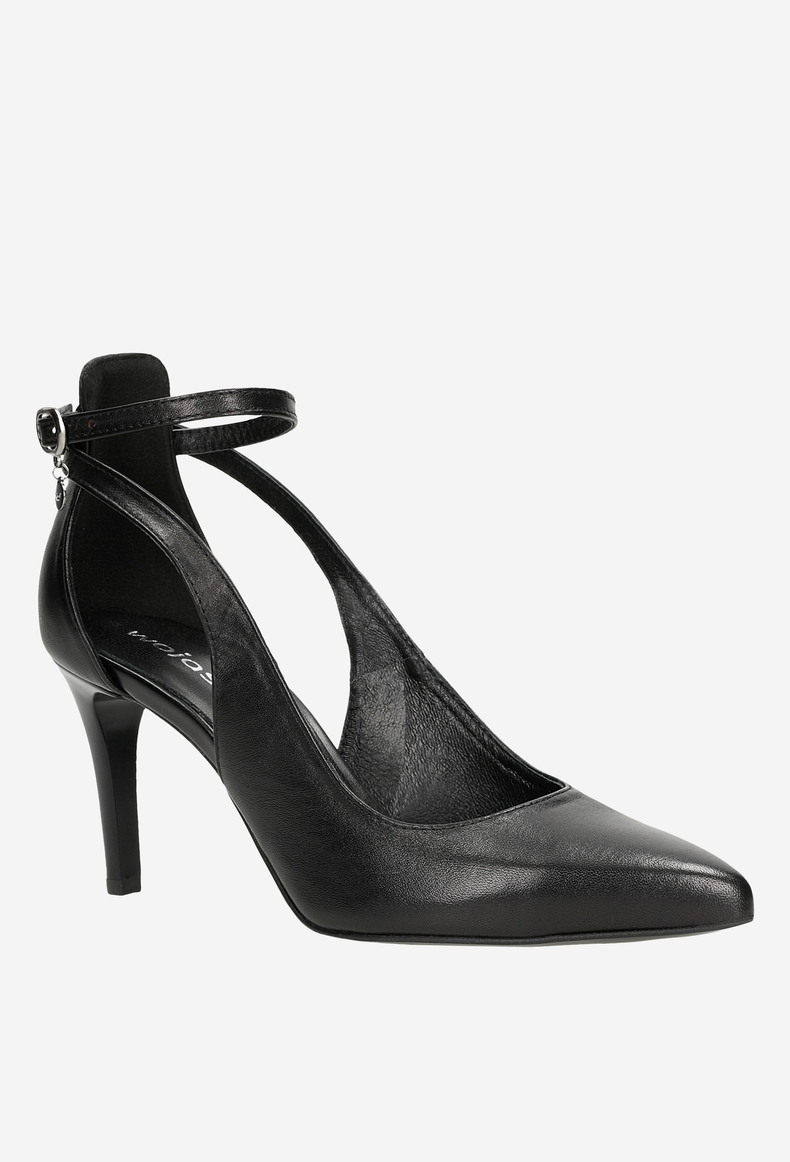 Czarne czółenka damskie z zapięciem wokół kostki