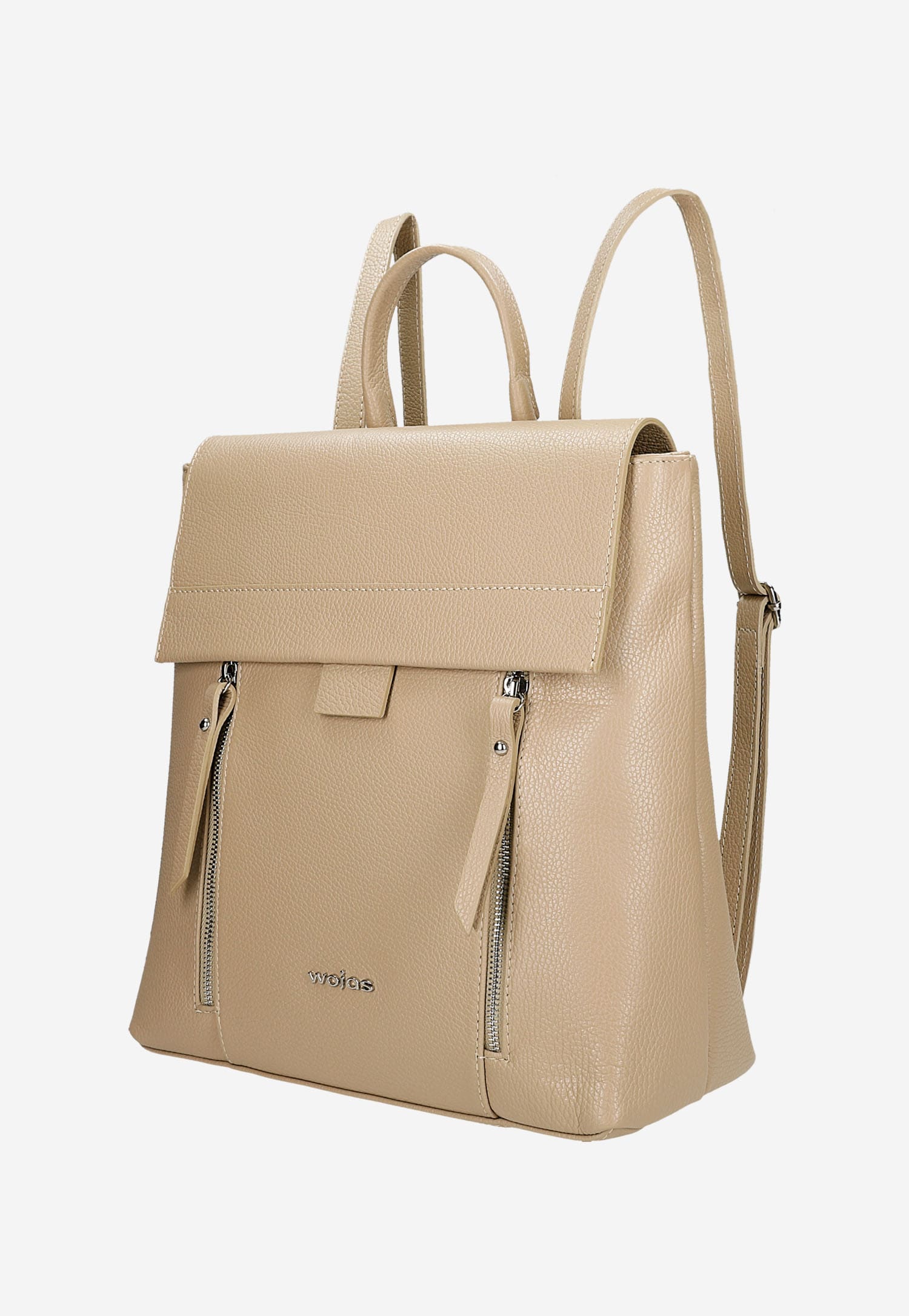 Czarny plecak damski skórzany z dwiema kieszonkami z przodu