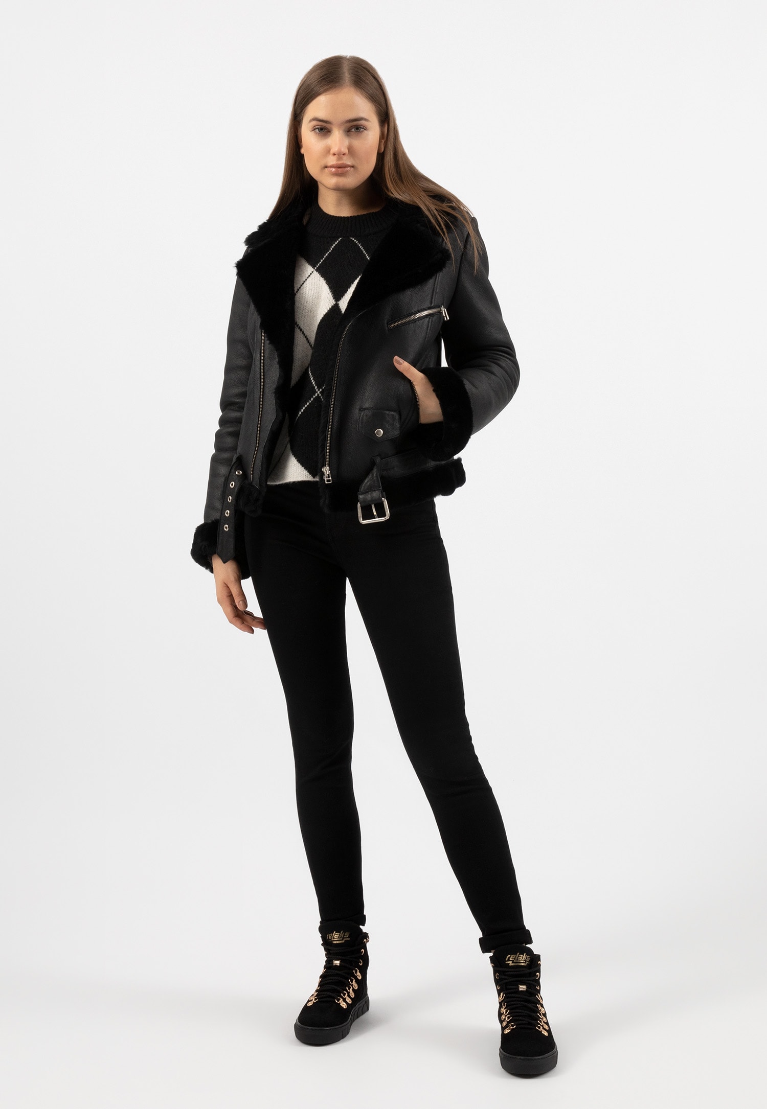 RELAKS beżowa kurtka damska kożuch