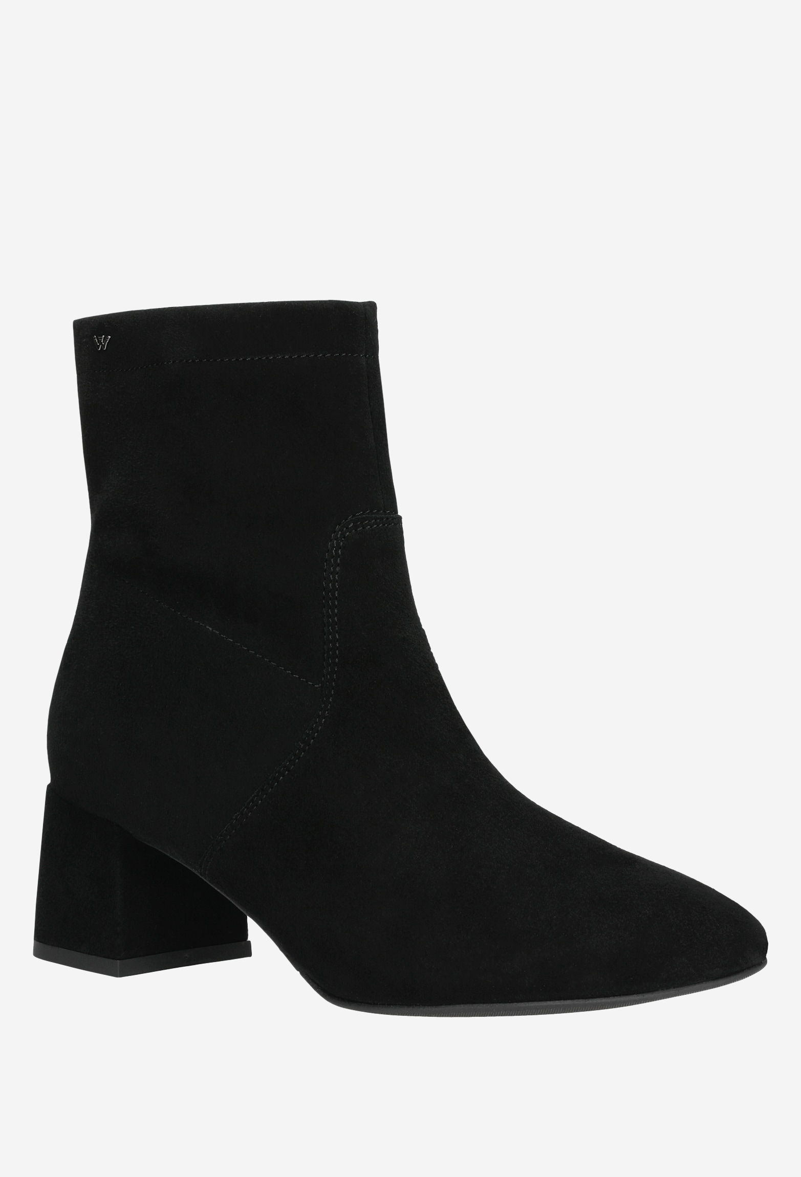 Czarne lakierowane botki damskie na obcasie