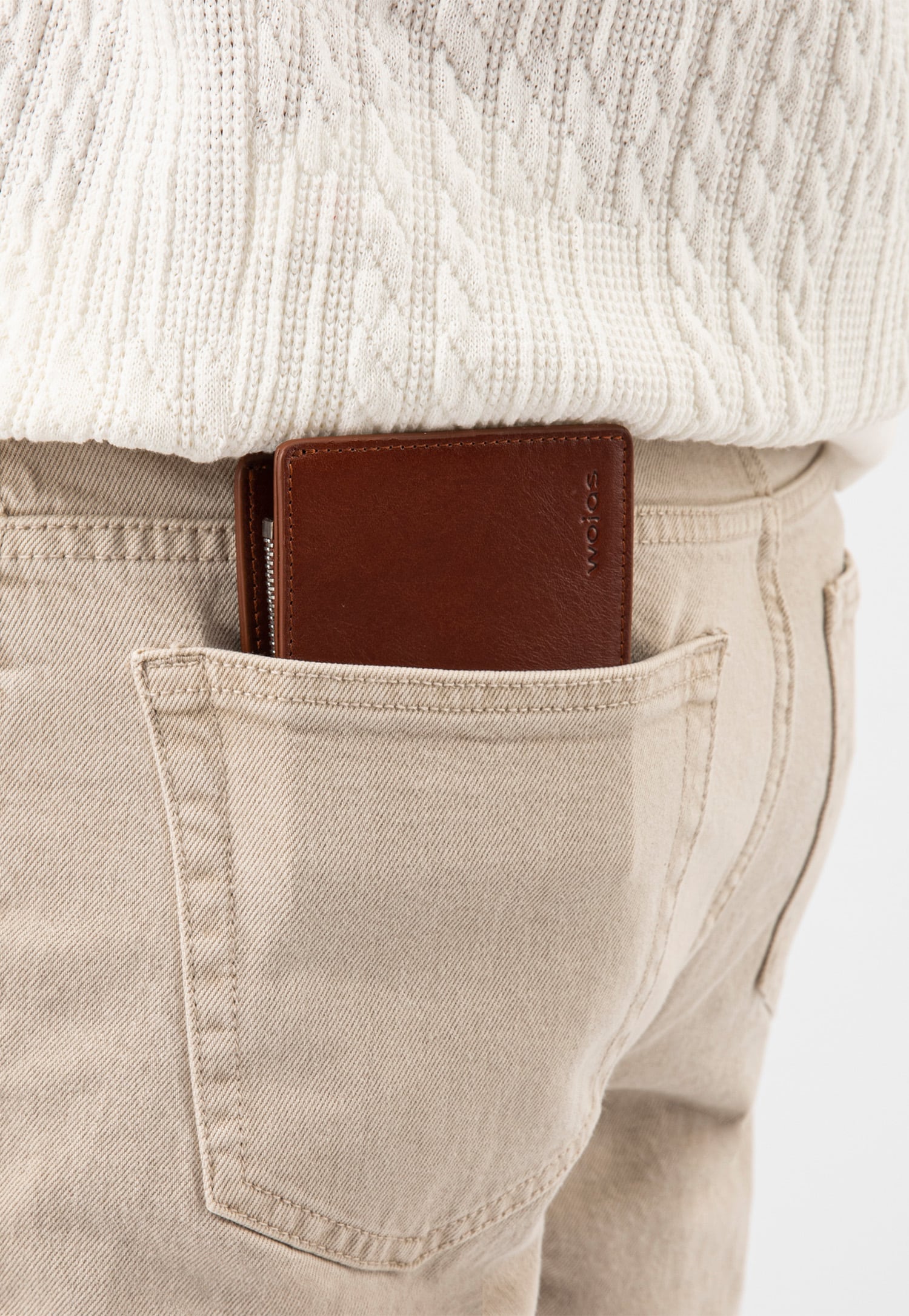 Duży skórzany portfel męski ze skóry licowej w kolorze jasnobrązowym