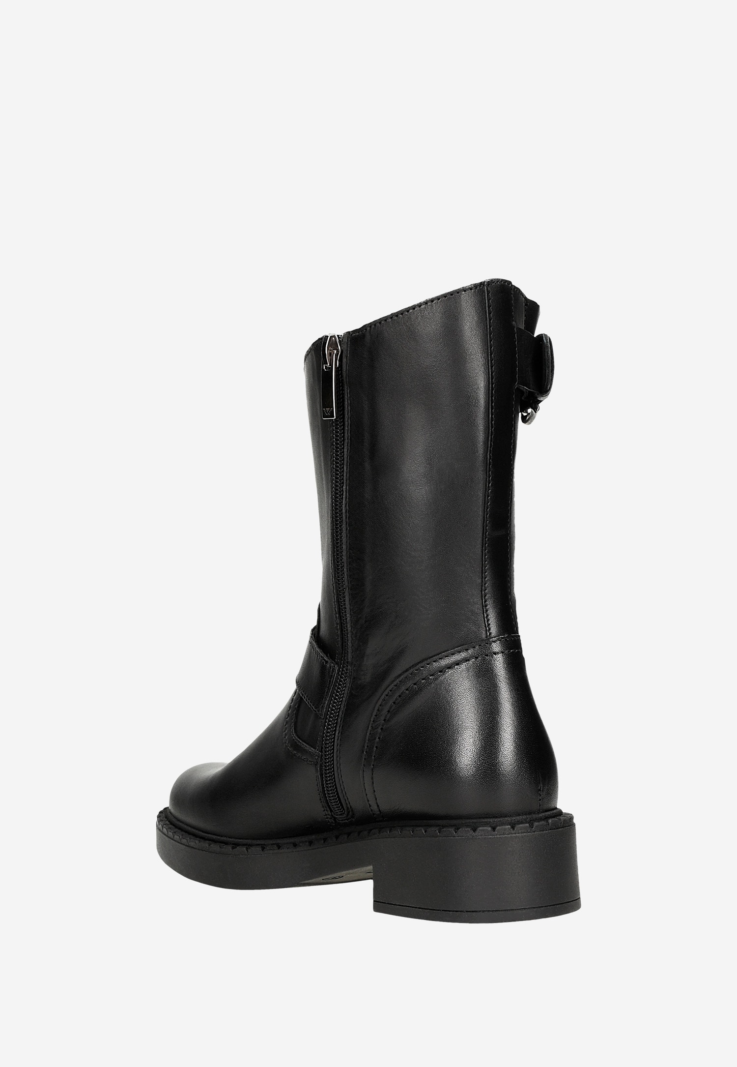 Czarne skórzane botki damskie typu bikery