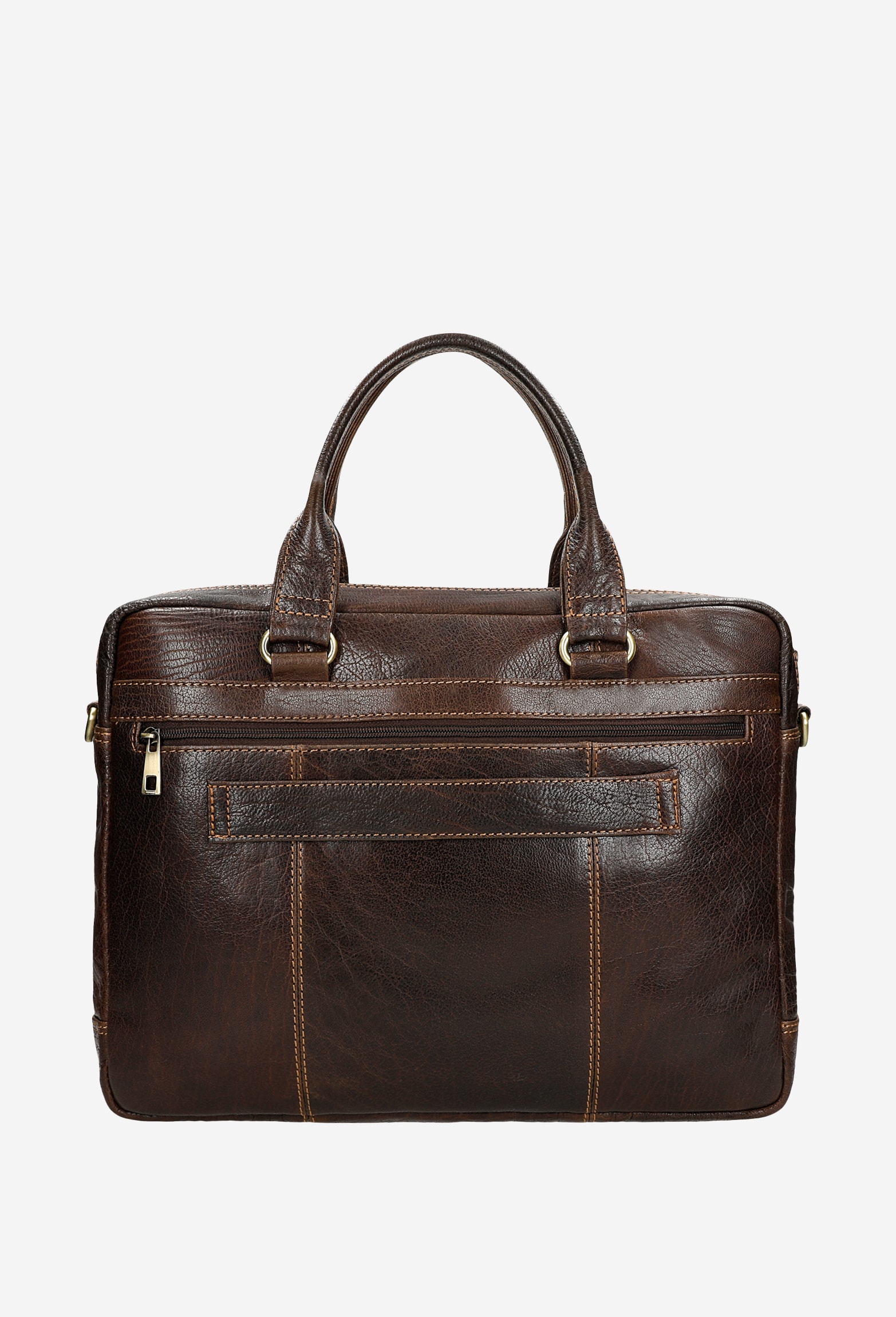 Czarna skórzana torba męska z dodatkowymi zewnętrznymi kieszeniami