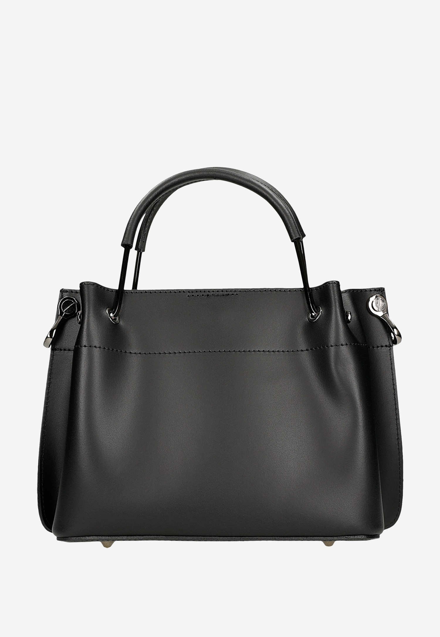 Czarna skórzana torebka damska typu kuferek