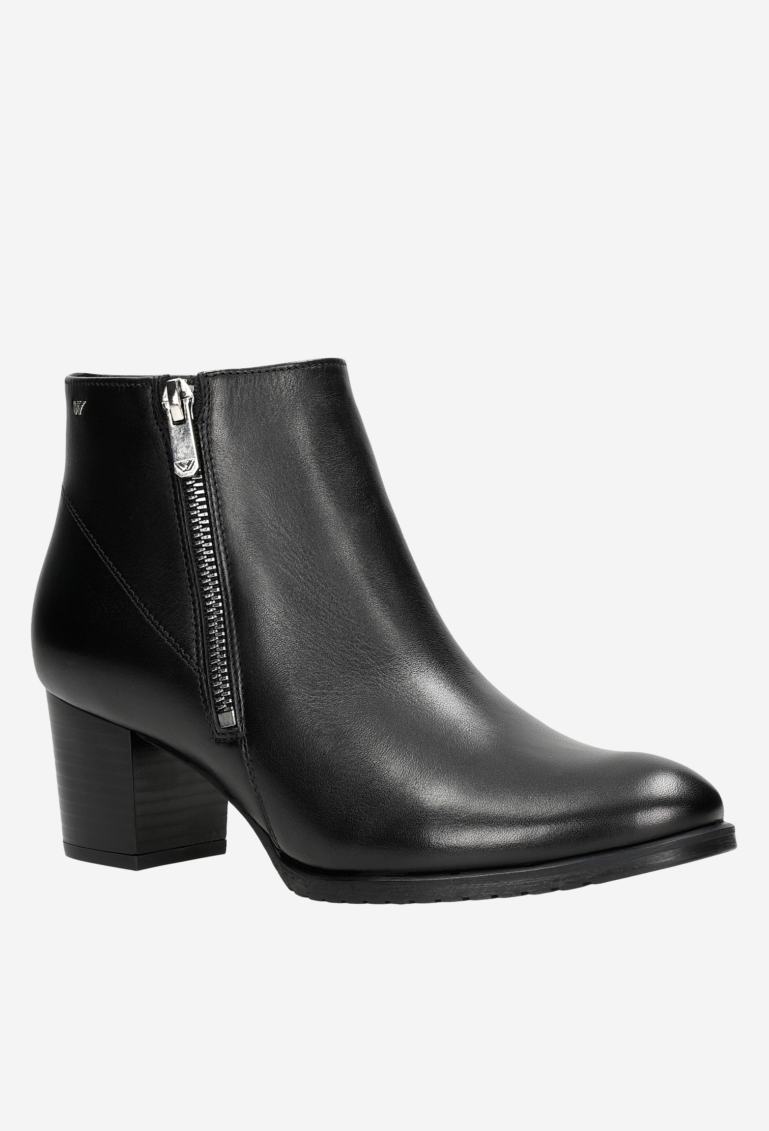 Czarne botki damskie na niskim obcasie