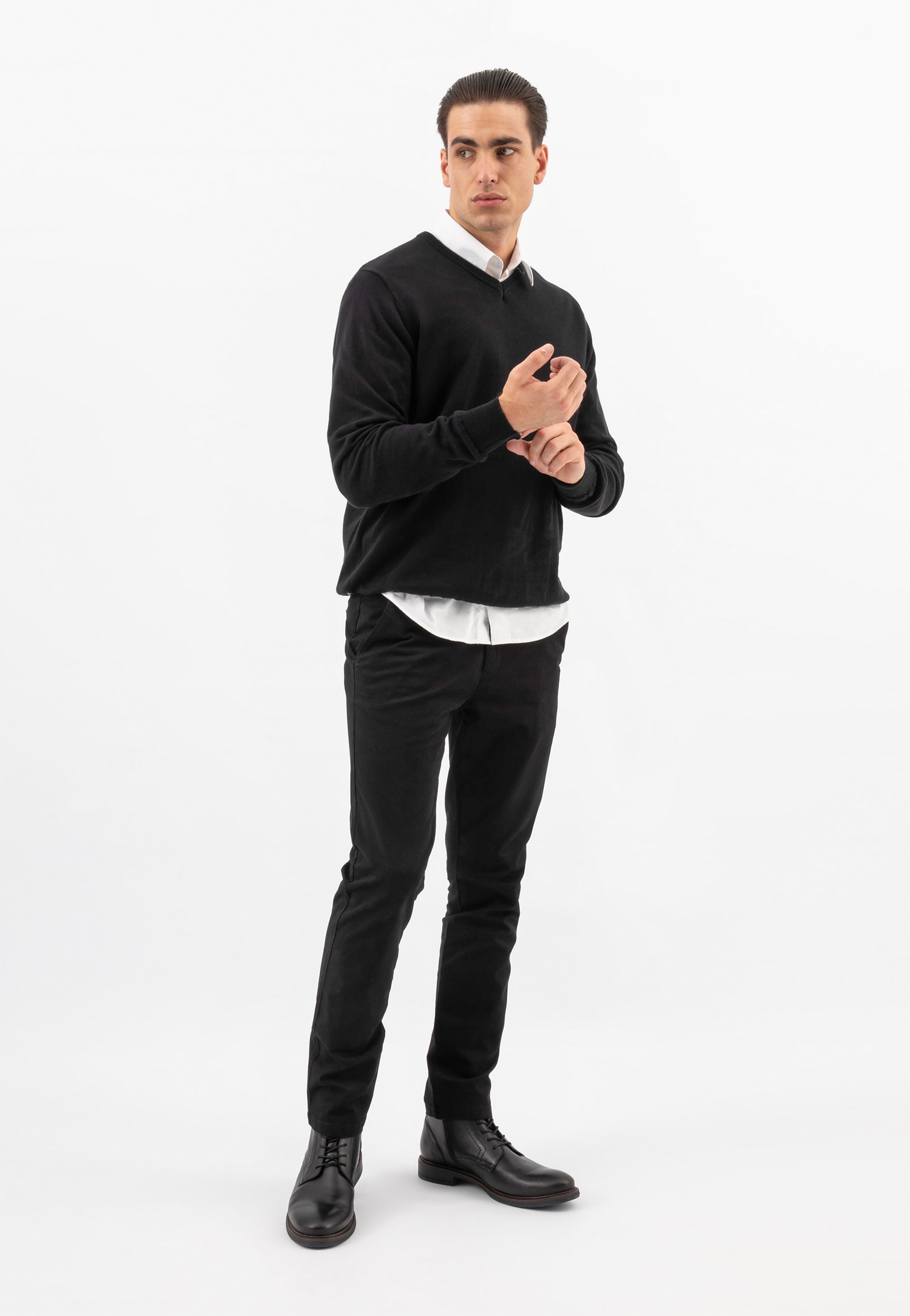 Brązowe skórzane trzewiki męskie z ociepleniem