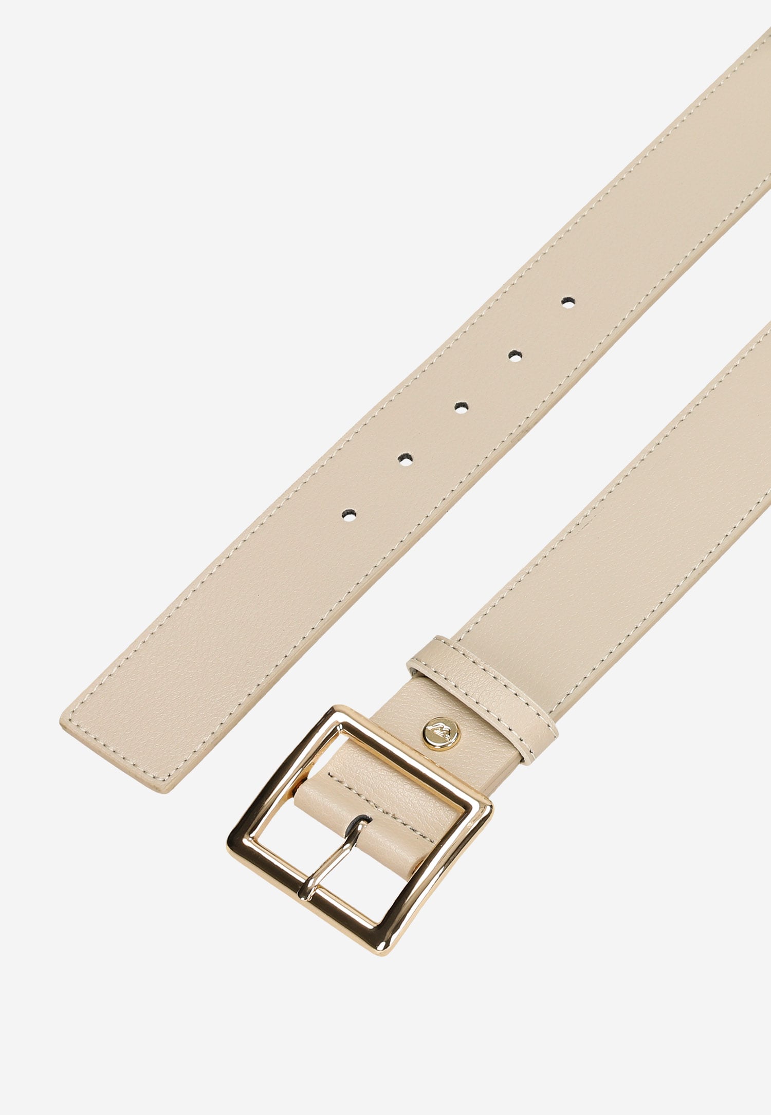 Czarny skórzany pasek damski ze złotą klamrą