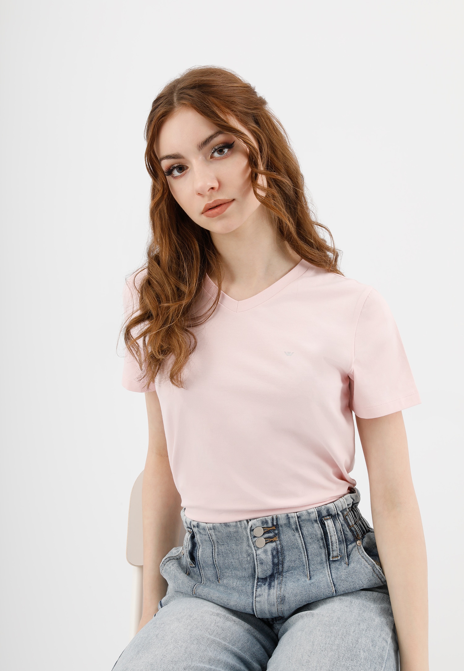 Jasnoniebieska bawełniana koszulka damska