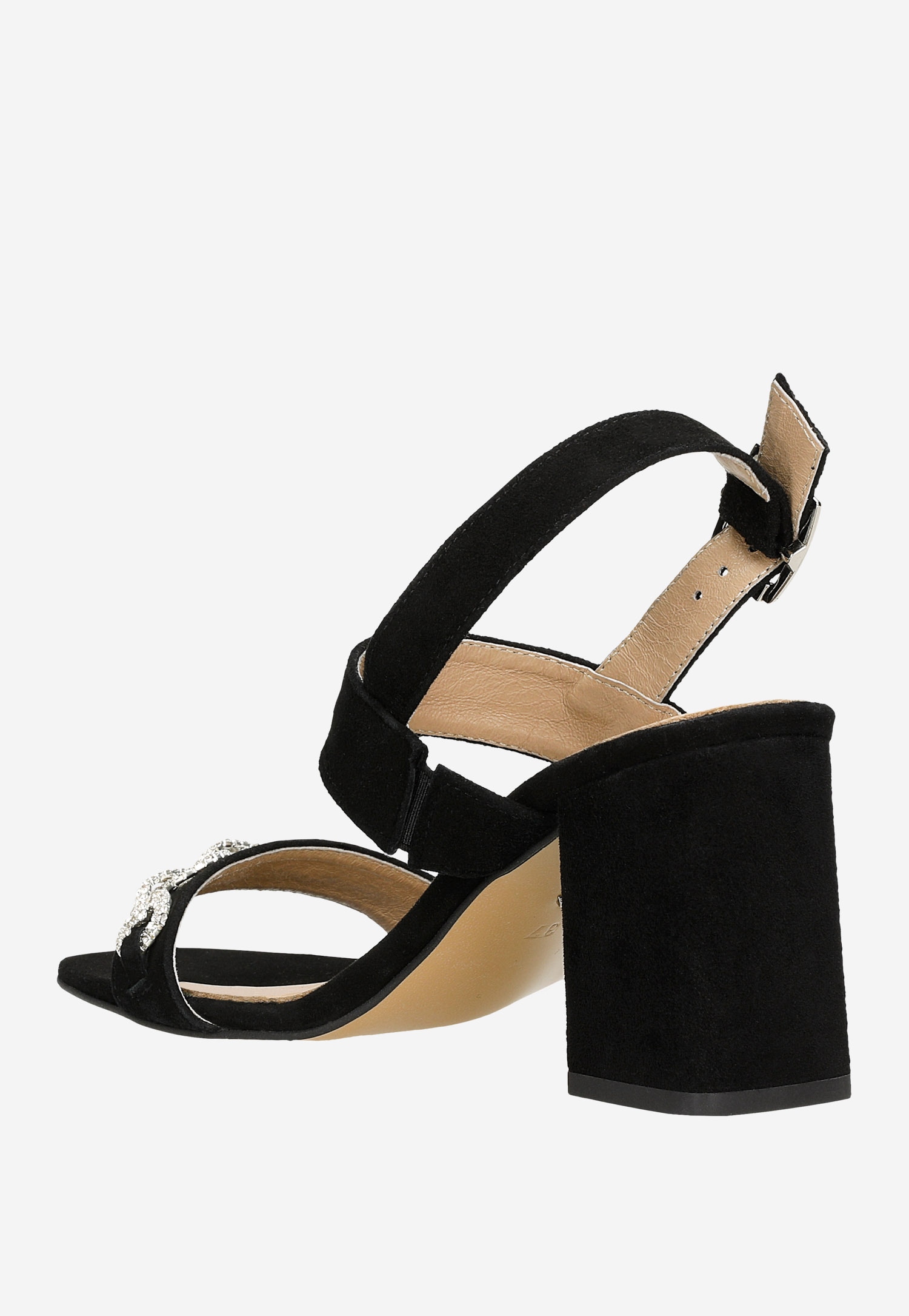 Czarne eleganckie sandały z metalową ozdobą