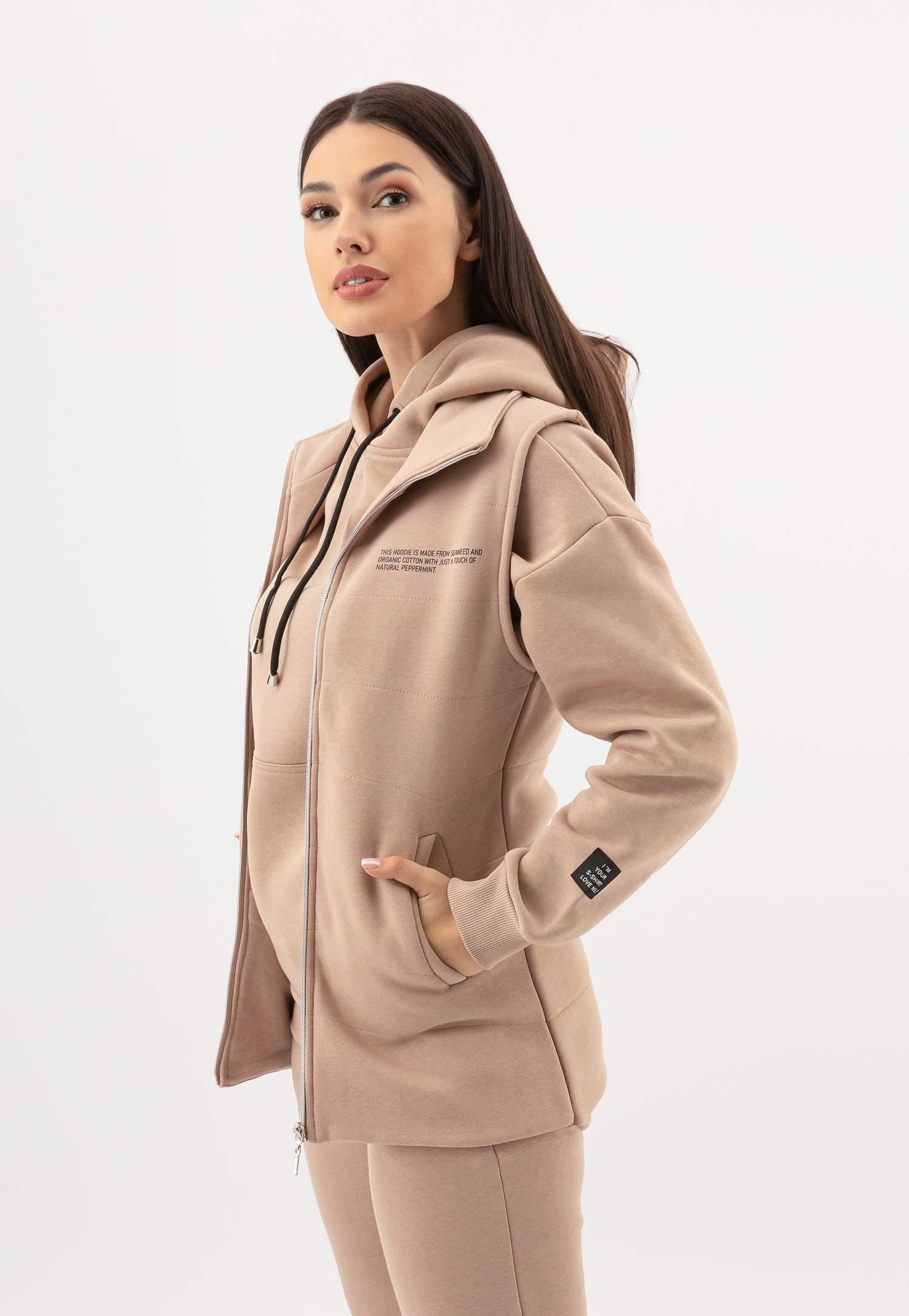 RELAKS dresowa kamizelka damska w kolorze beżowym