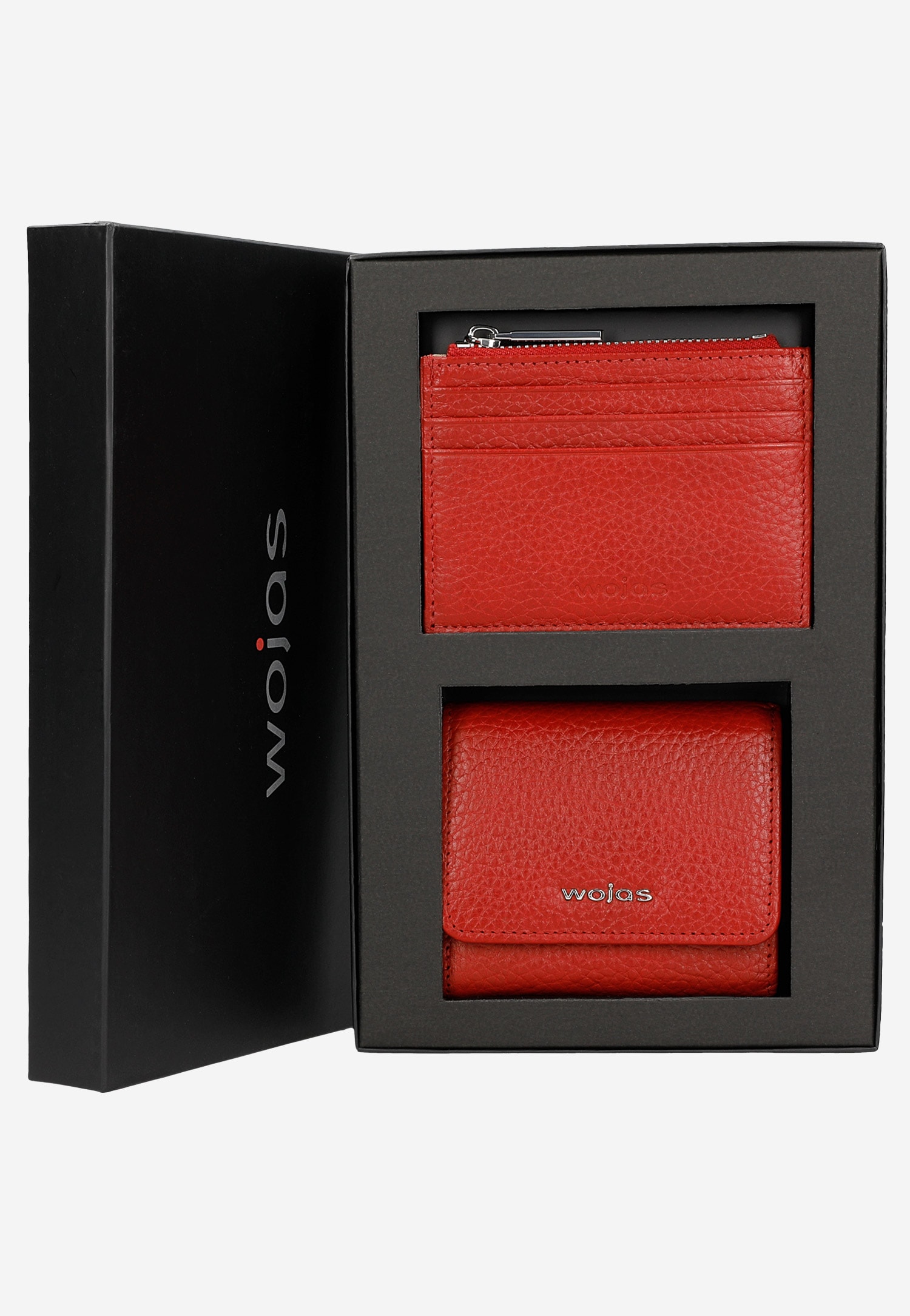 Zestaw na prezent dla niej - dwa czerwone portfele ze skóry licowej