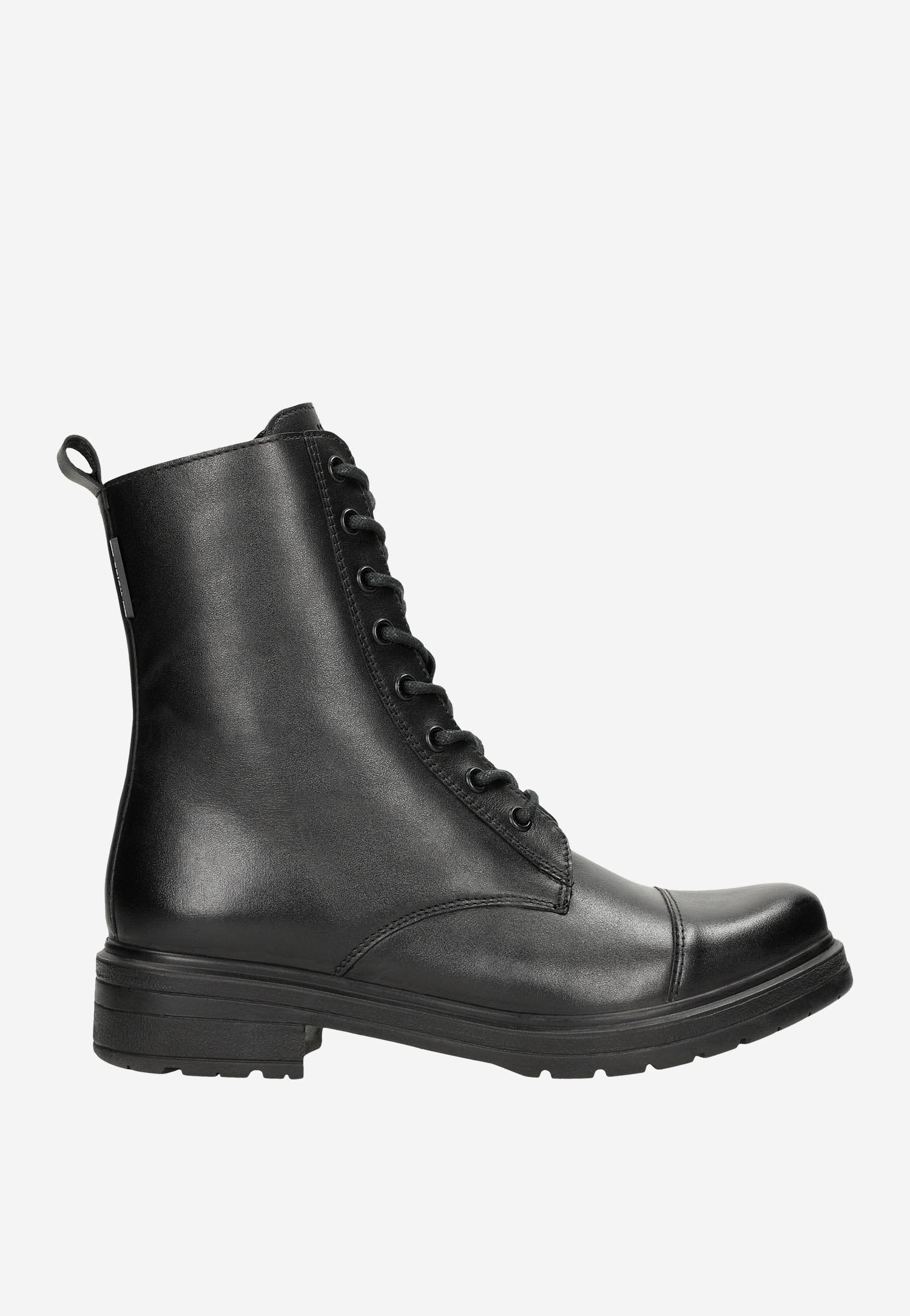 Czarne skórzane trzewiki damskie z ociepleniem