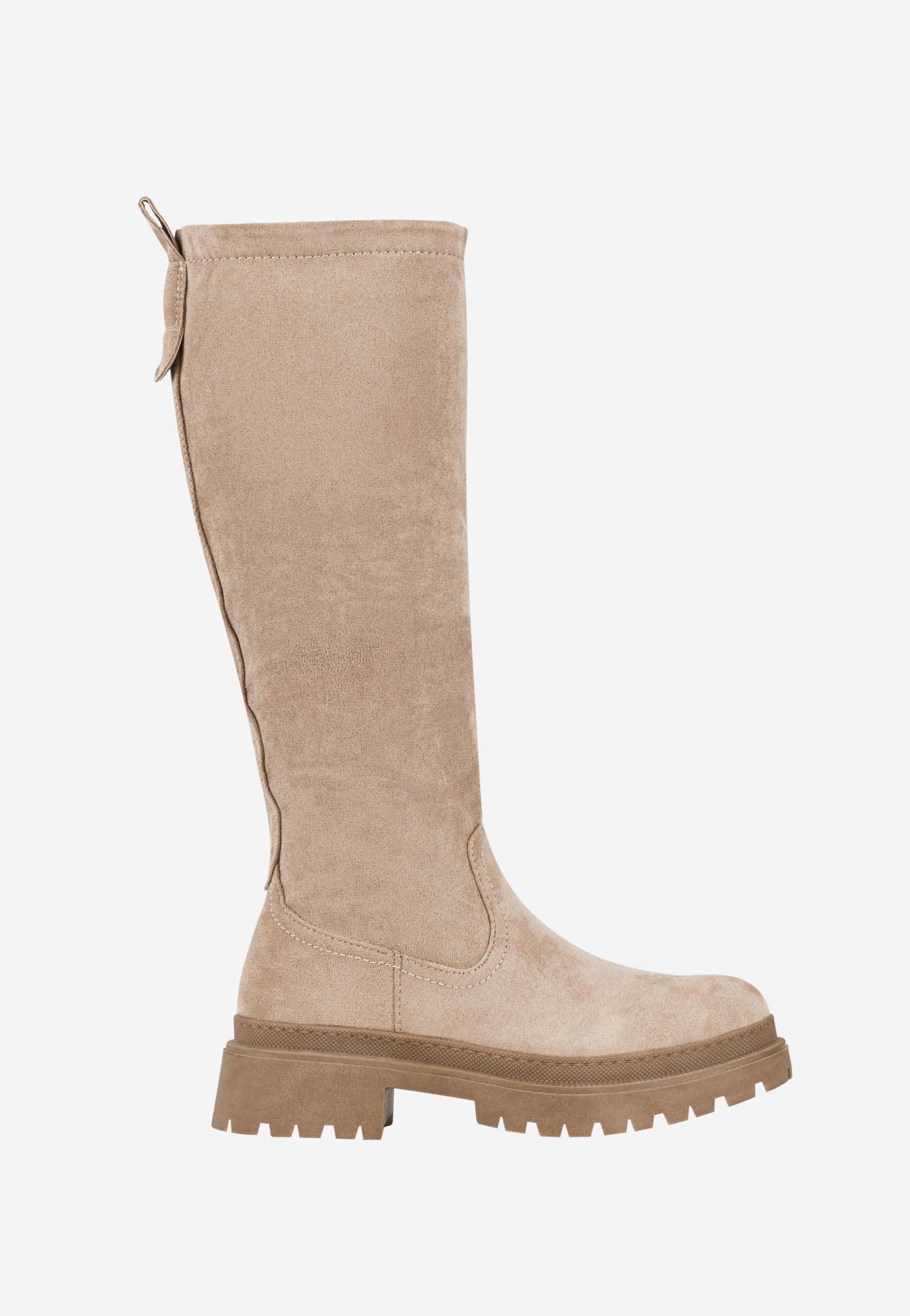 WJS czarne kozaki damskie do kolan na masywnej podeszwie