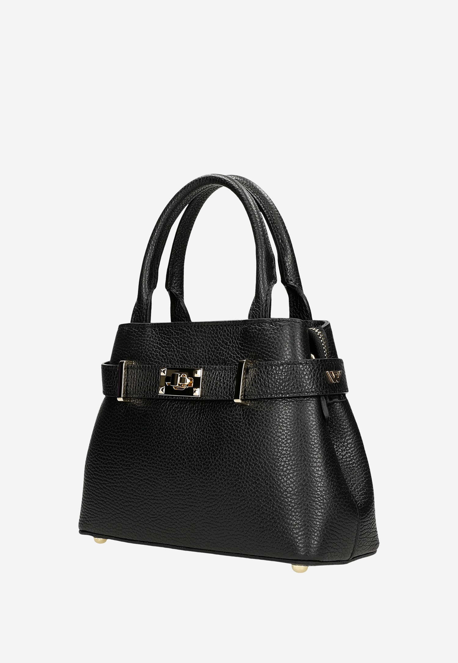 Czarna skórzana torebka typu kuferek