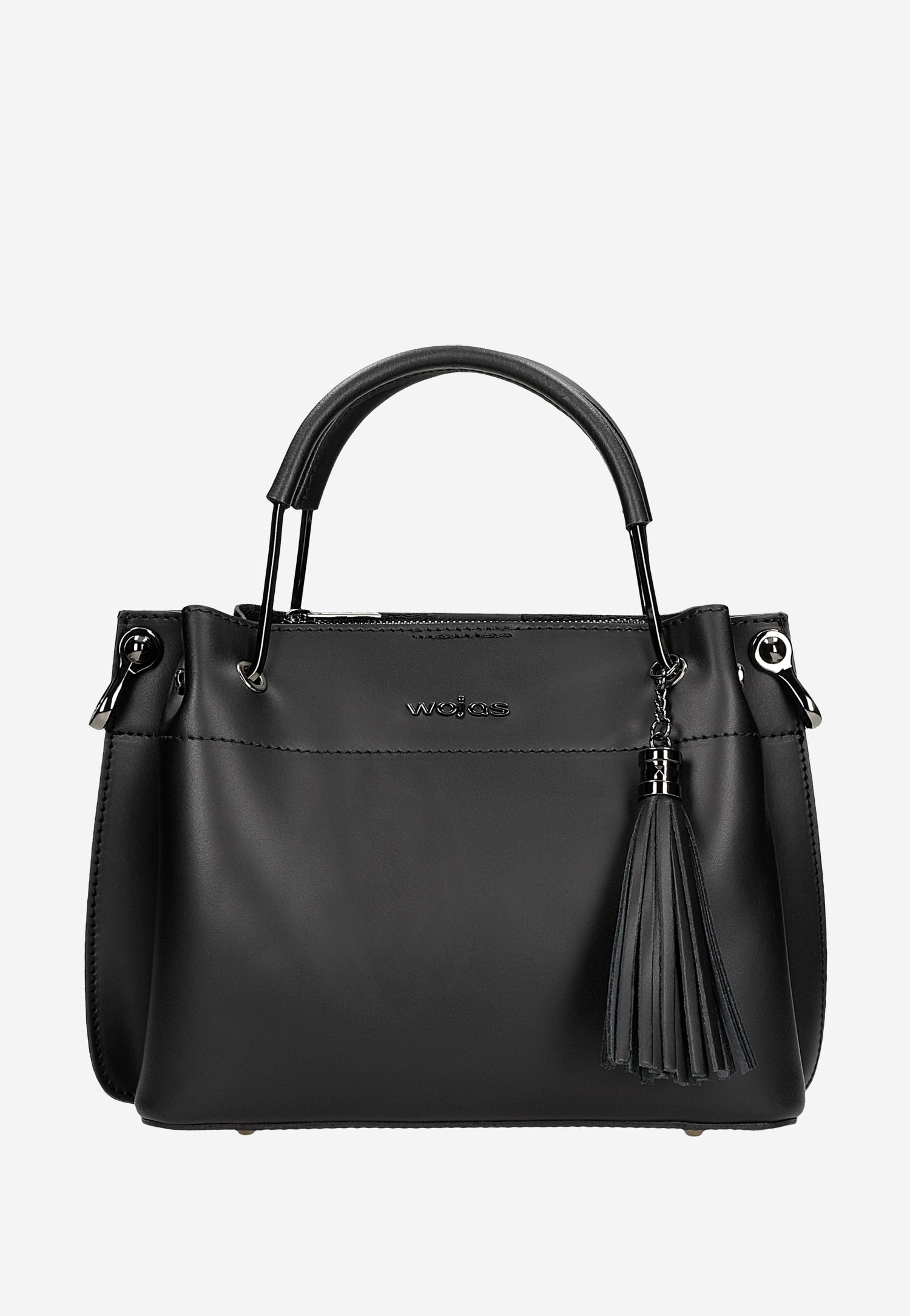 Czarna skórzana torebka damska typu kuferek