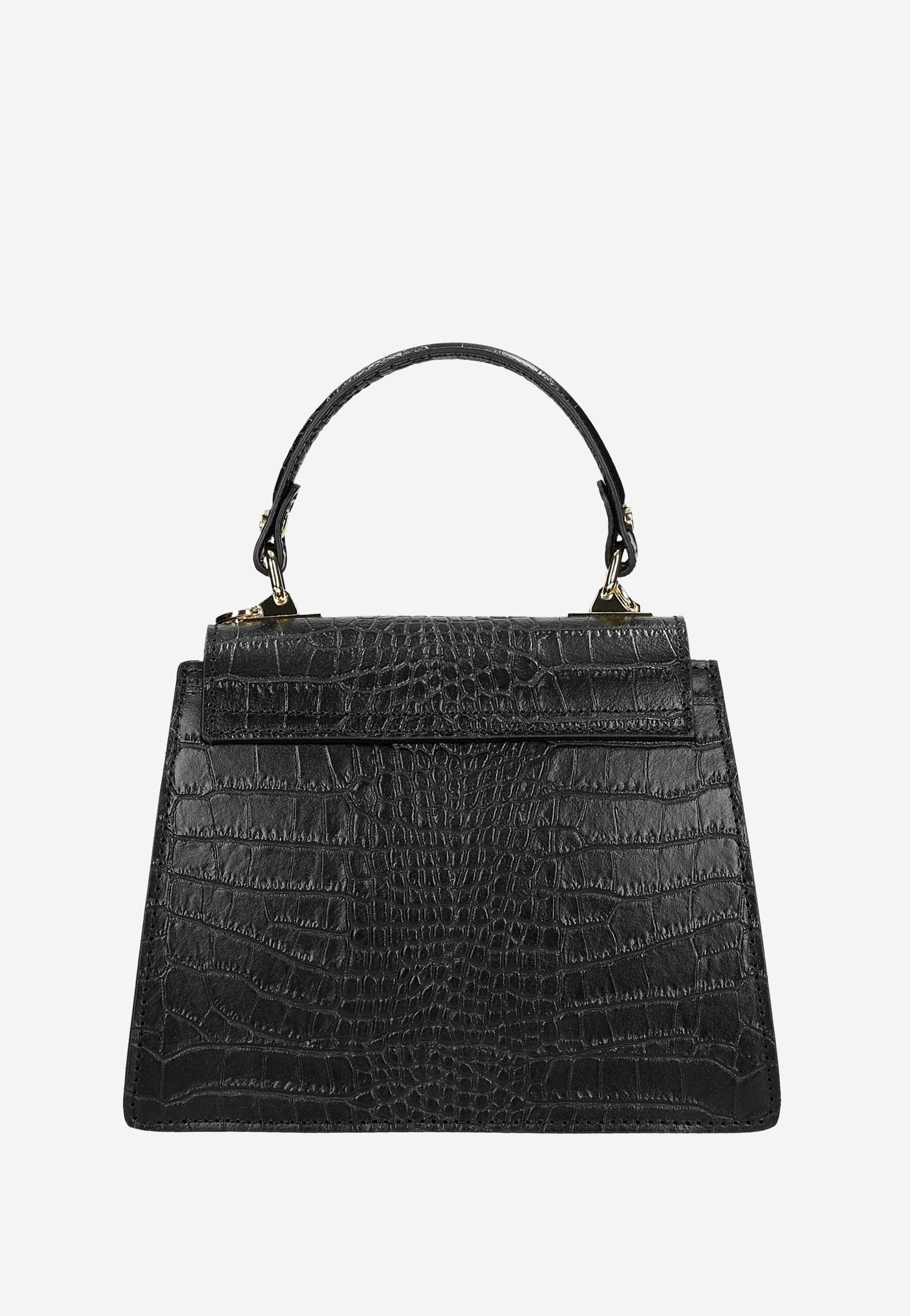 Czarny elegancki kuferek ze złotymi akcentami