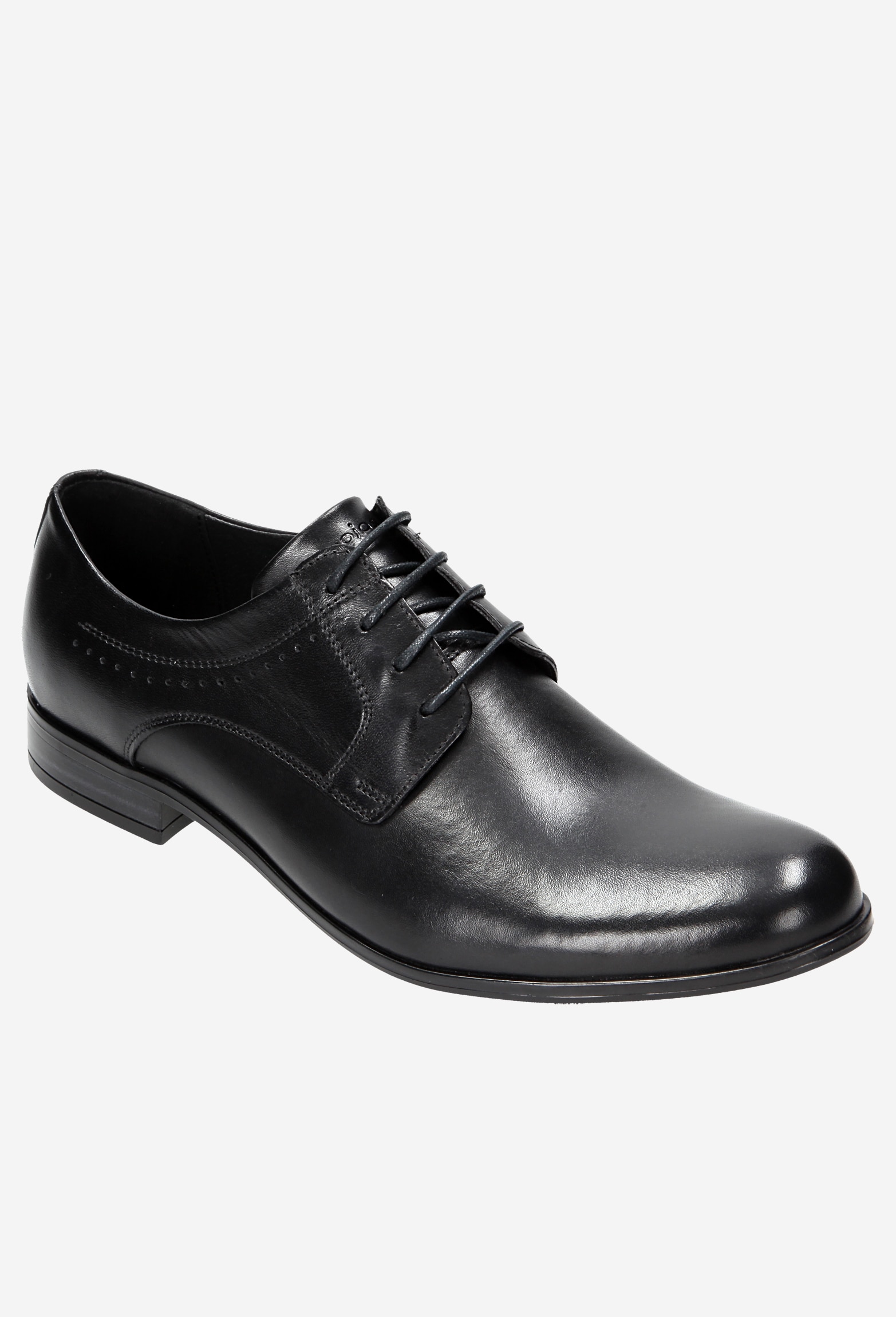 Czarne ponadczasowe półbuty męskie ze skóry licowej